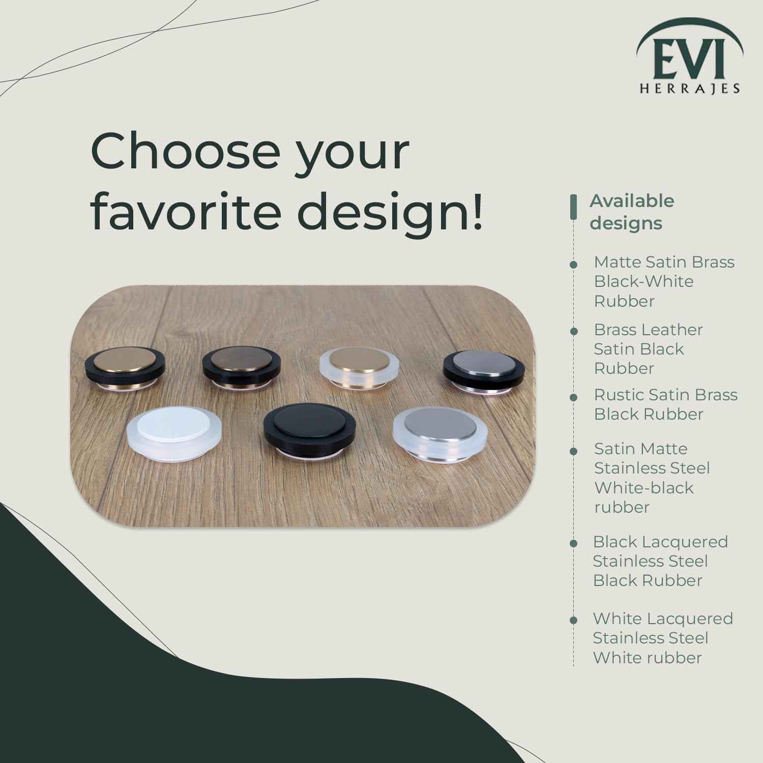 EVI Herrajes | Brass Door Stopper | &Oslash;35X13Mm | Floor Mounted | Adhesive Installation | White Protection | Great Adherence | Mod I-203-BLMT image number 5