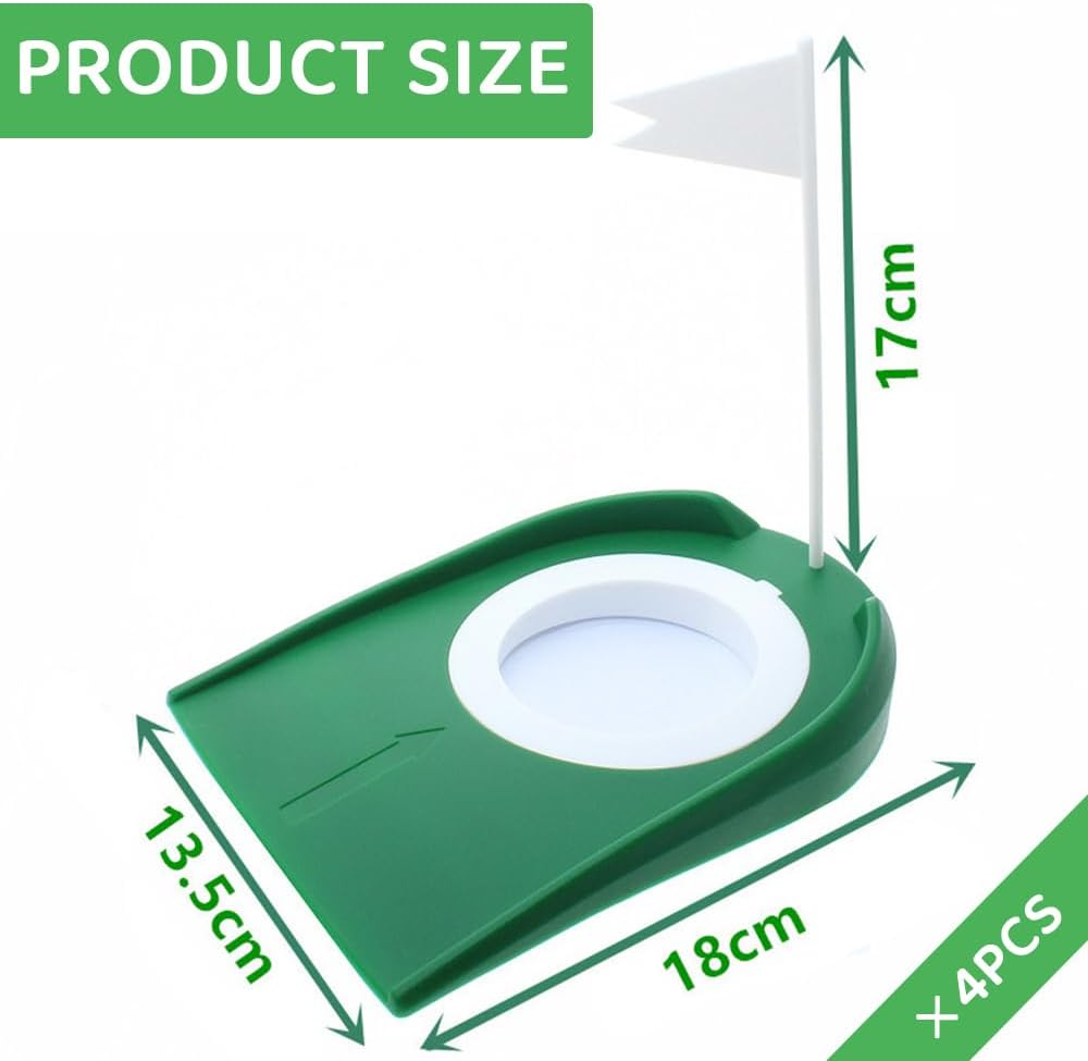 4 Pack Golf Putting Cup Set with Flags &ndash; Indoor & Outdoor Golf Hole Training Aids, Portable Practice Cup with Plastic Flagsticks for Home, Office, Backyard, Garage image number 3