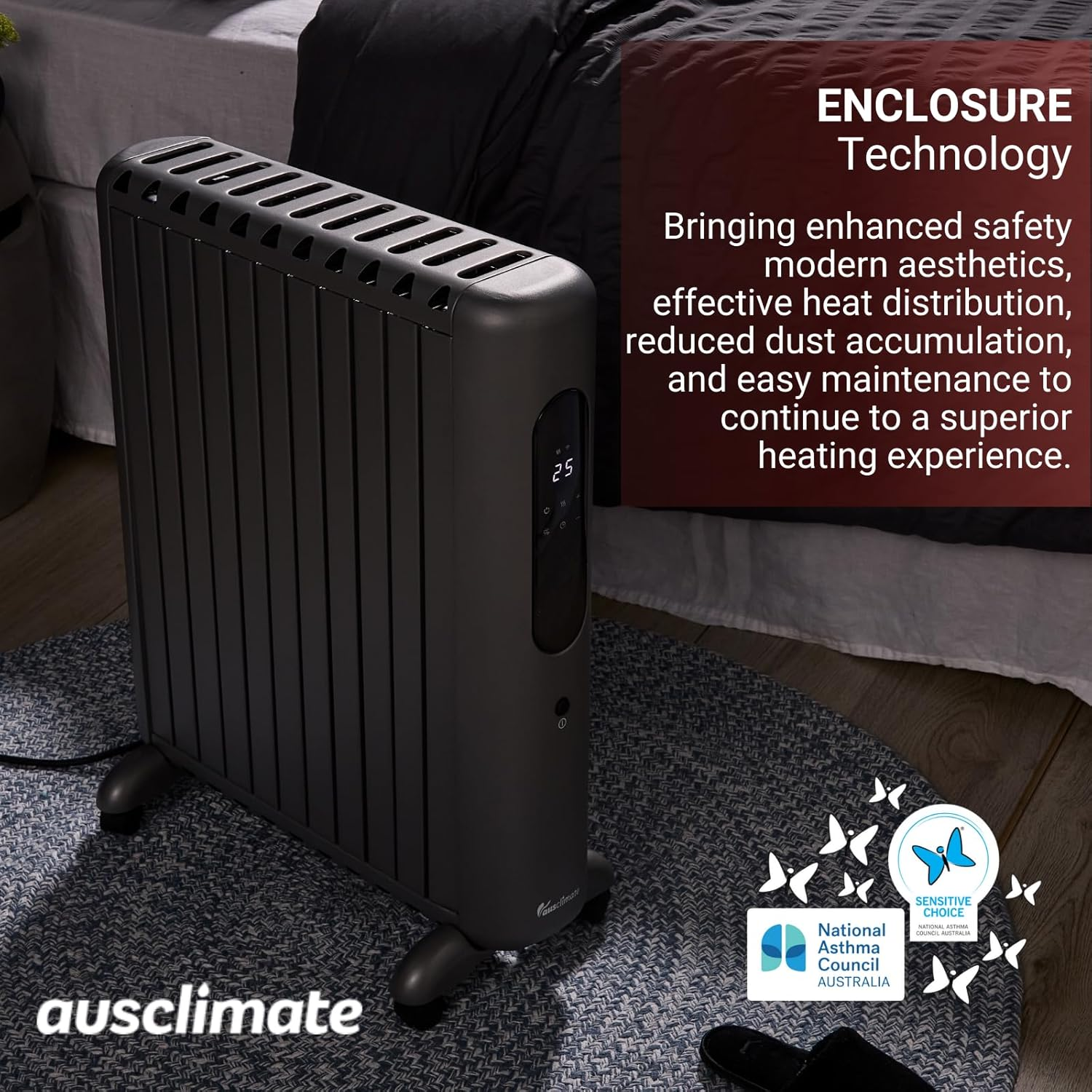 Ausclimate 2400W 11 Fin Smart Enclosed Oil Column Heater, Portable Home Heater with 24-Hour Timer, Suitable for Medium-Sized Rooms up to 35M2, Compatible with Alexa and Google Home, Grey image number 5