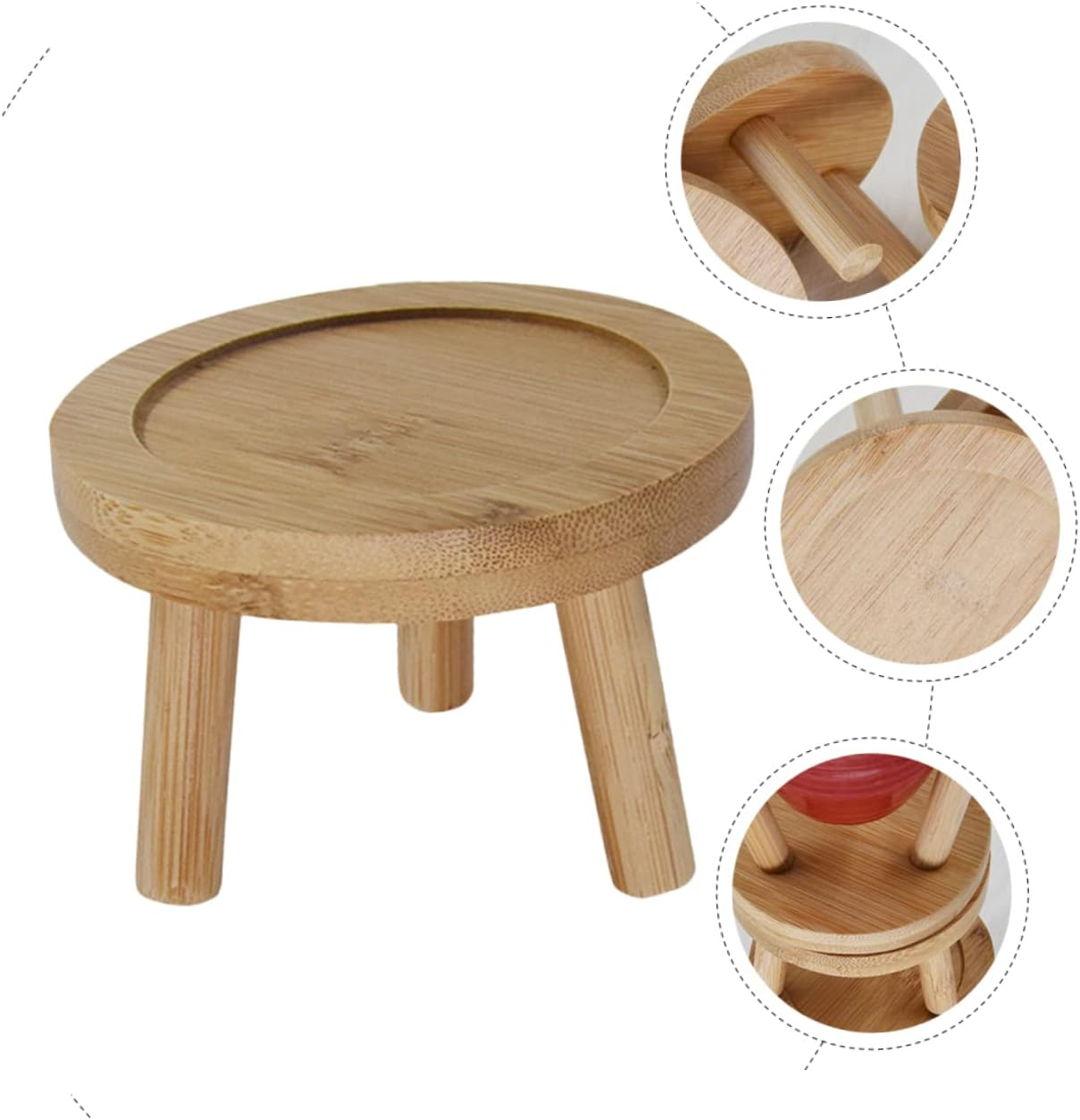 BESPORTBLE Bamboo Plant Saucer Pot Tray 2Pcs for Succulent Cactus Planters Indoor Outdoor Water Drainage Holder with Random Inner Diameter, Natural Bamboo Flowerpot Base for Home Gardening