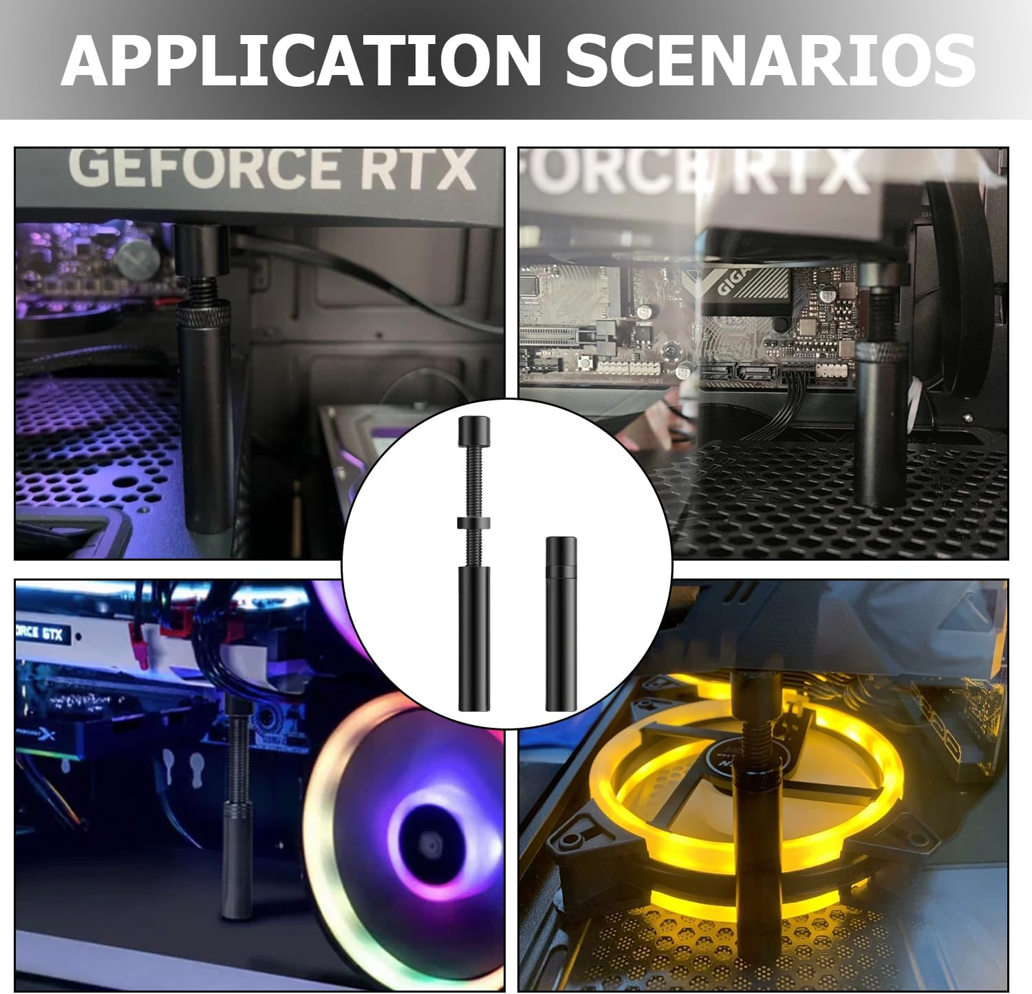 Durable All-Aluminum GPU Support Bracket, Adjustable Graphics Card Holder with Hidden Magnet Base, Prevents Video Card Sag for Long Power Supply Bays, Tool-Free Fixing Module (Large) image number 5