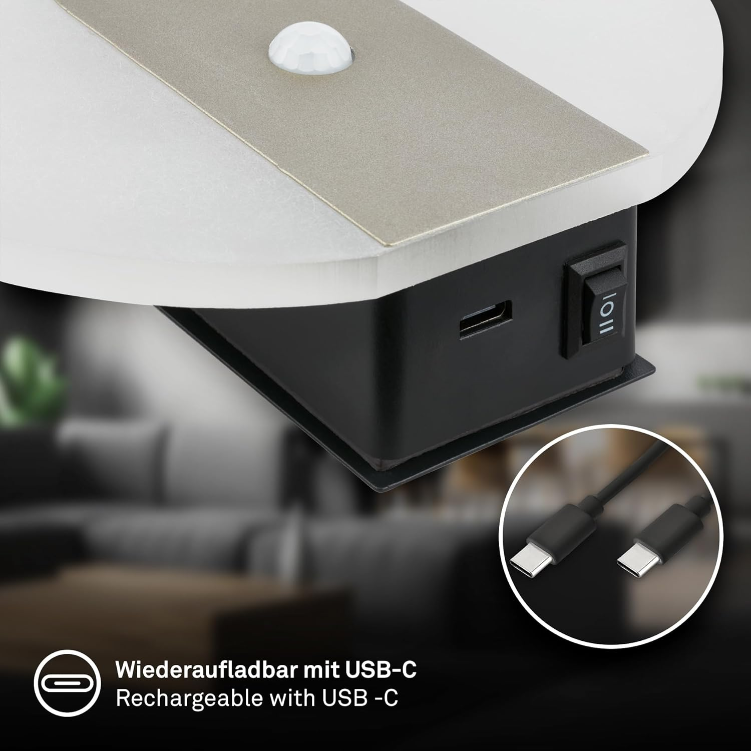 BRILONER Sticklights LED Wall Light without Power Connection and No Drilling with Motion Sensor, Battery, Magnetically Removable, Wall Lamp for Gluing, Reading Lamp, Hallway Lamp, 15 X 3.7 X 14.7 Cm image number 2