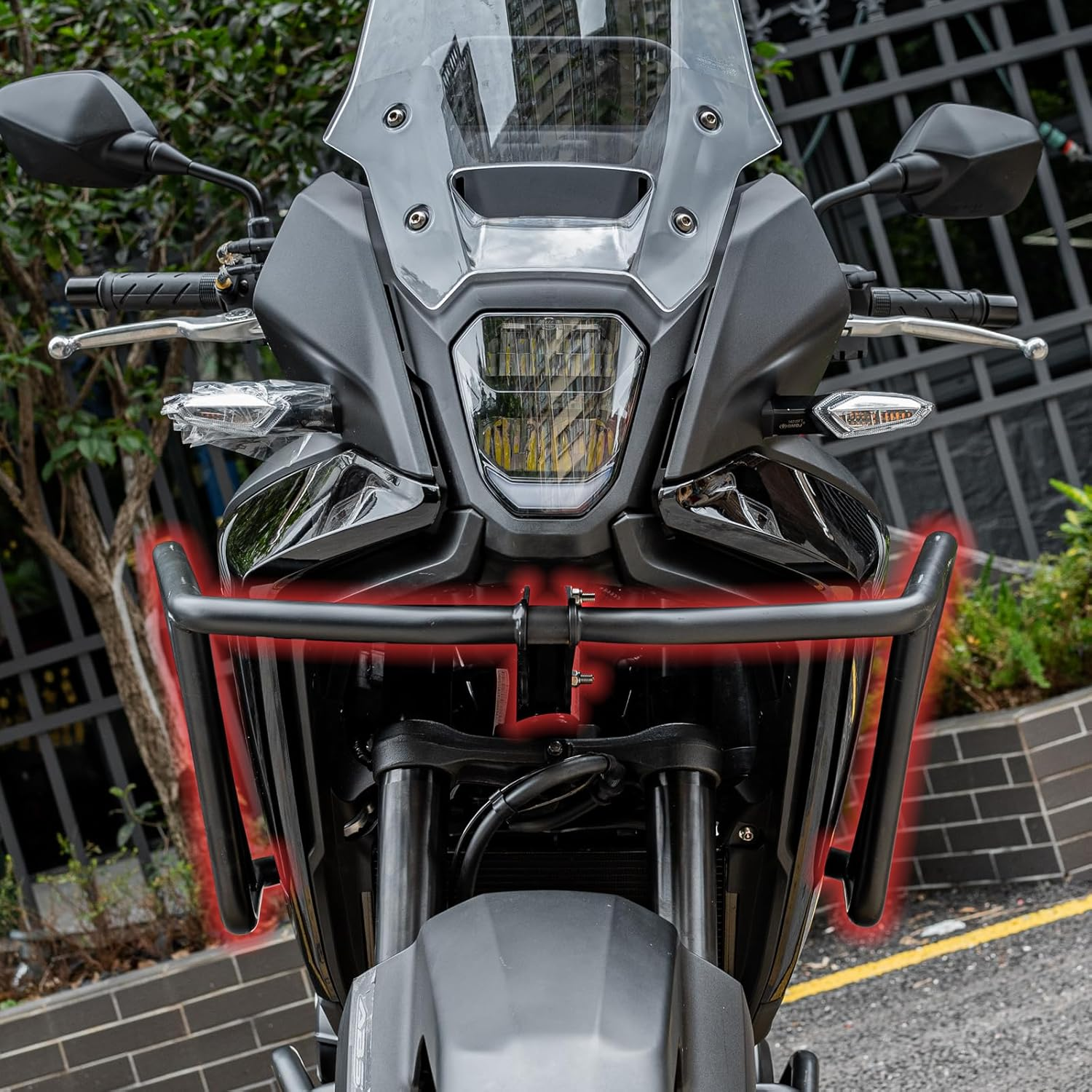 Motorcycle Upper Lower Frame Crash Bar for Hon-Da NX400 NX500 2024, Extension Steel Bumper Body Guard Highway Falling Protection (One Set) image number 1