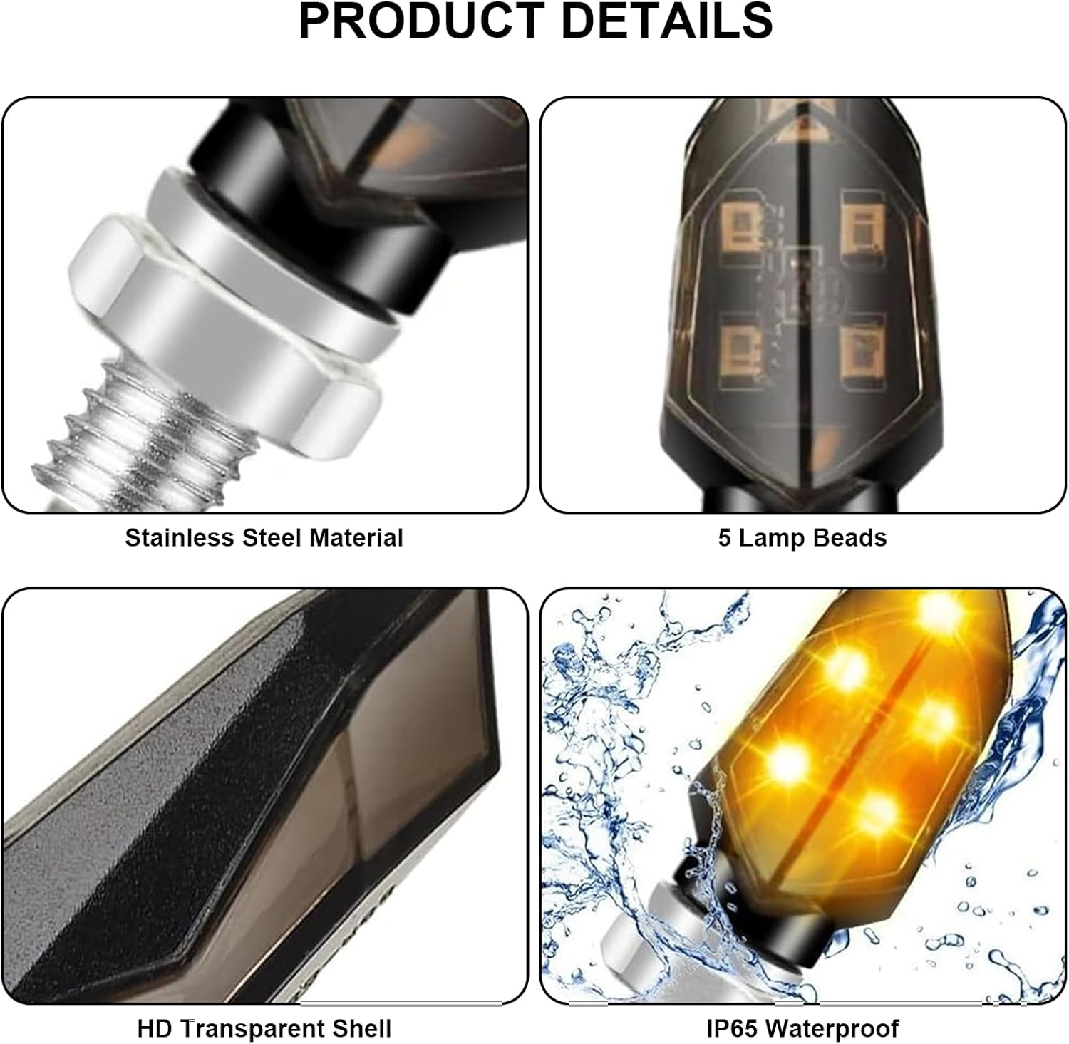 4PCS Mini Motorcycle LED Turn Signal Lights 12V &ndash; Universal Blinkers for Motorbike, Scooter, ATV, Cruiser & off Road &ndash; Bright Compact Design, Easy Plug & Play Install image number 2