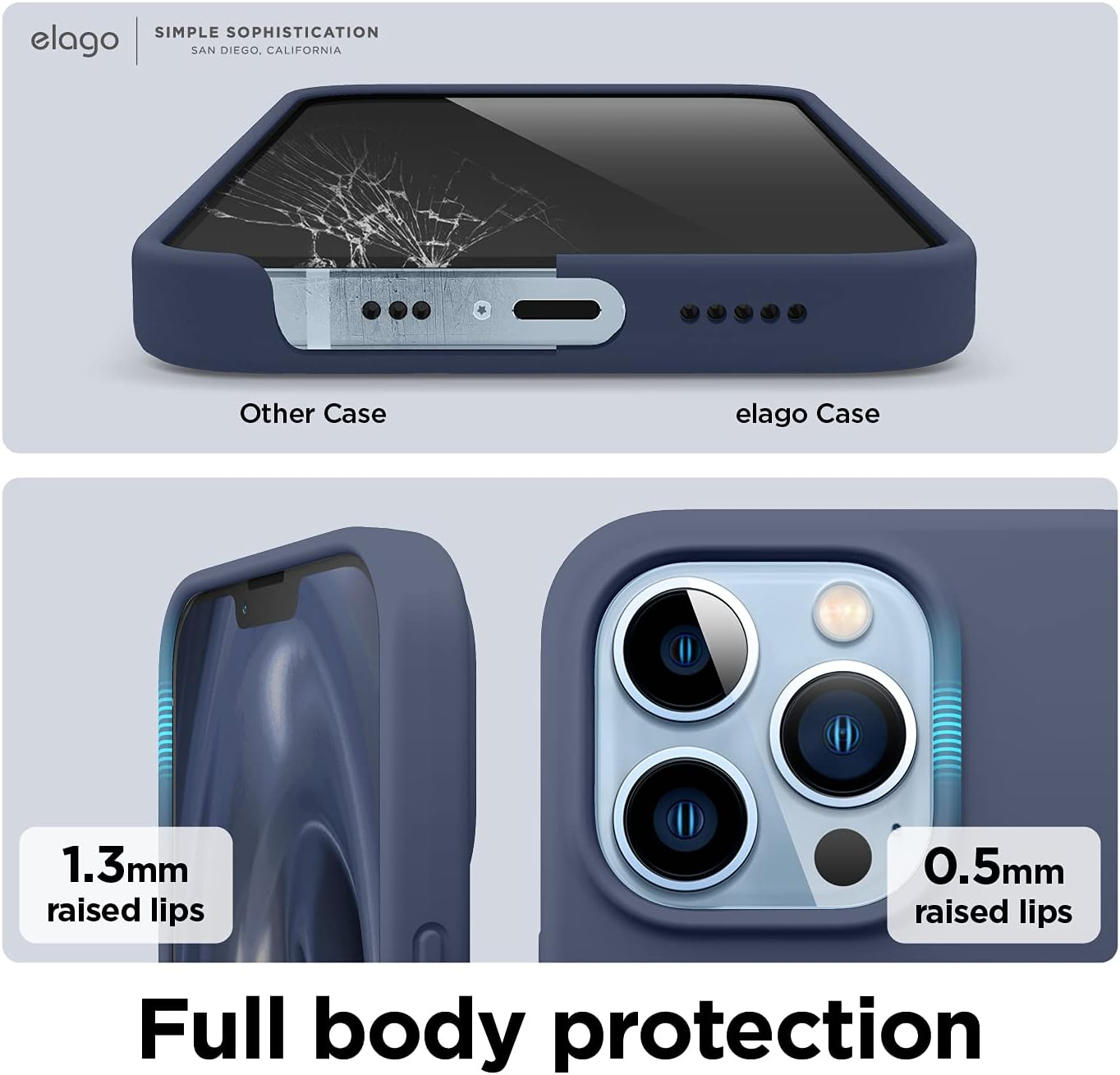 Elago Liquid Silicone Case Compatible with Iphone 13 Pro Case (6.1"), Premium Silicone, Full Body Protection - 3 Layer Shockproof Phone Cover, Anti-Scratch Soft Microfiber Lining (Jean Indigo) - Black image number 4