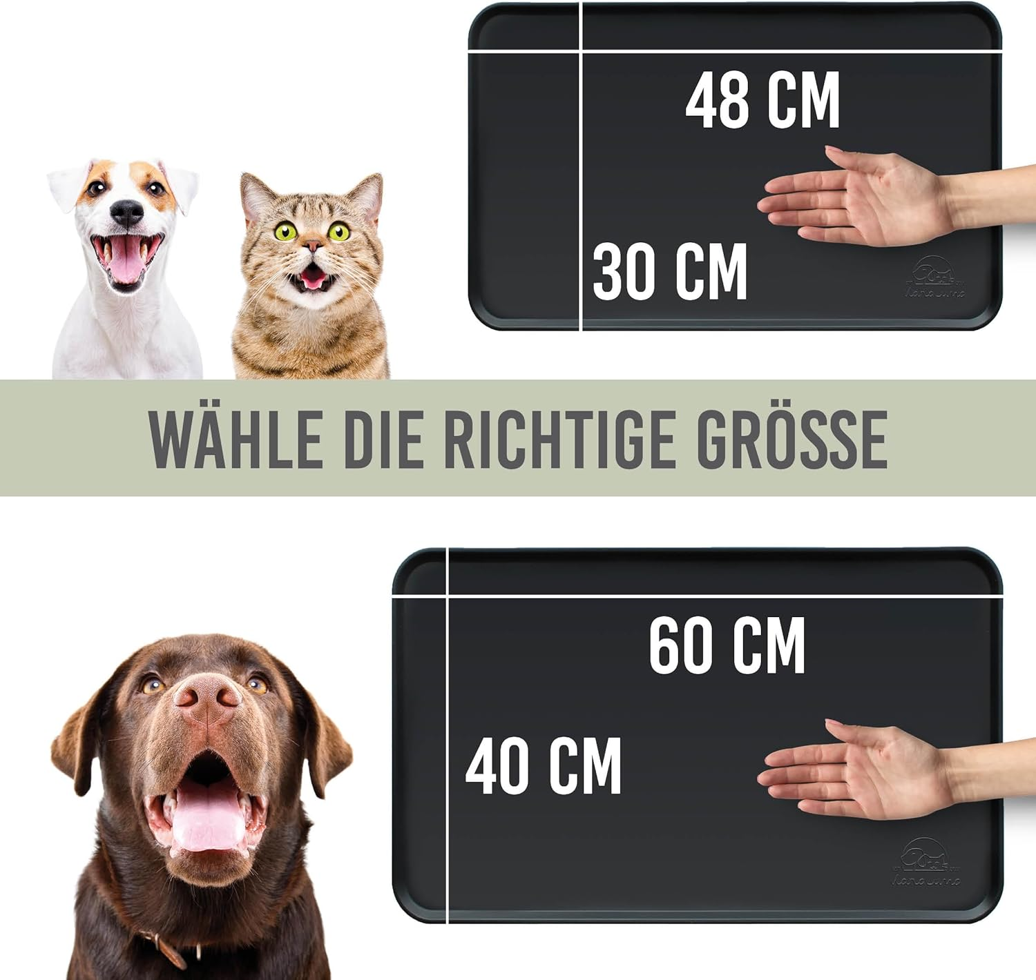 Karaluna&copy; Basic Silicone Mat 48 X 30 Cm, Black, Non-Slip Bowl Mat for Dog Bowl, Cat Bowl, Feeding Mat, Dogs, Cats Mat image number 2