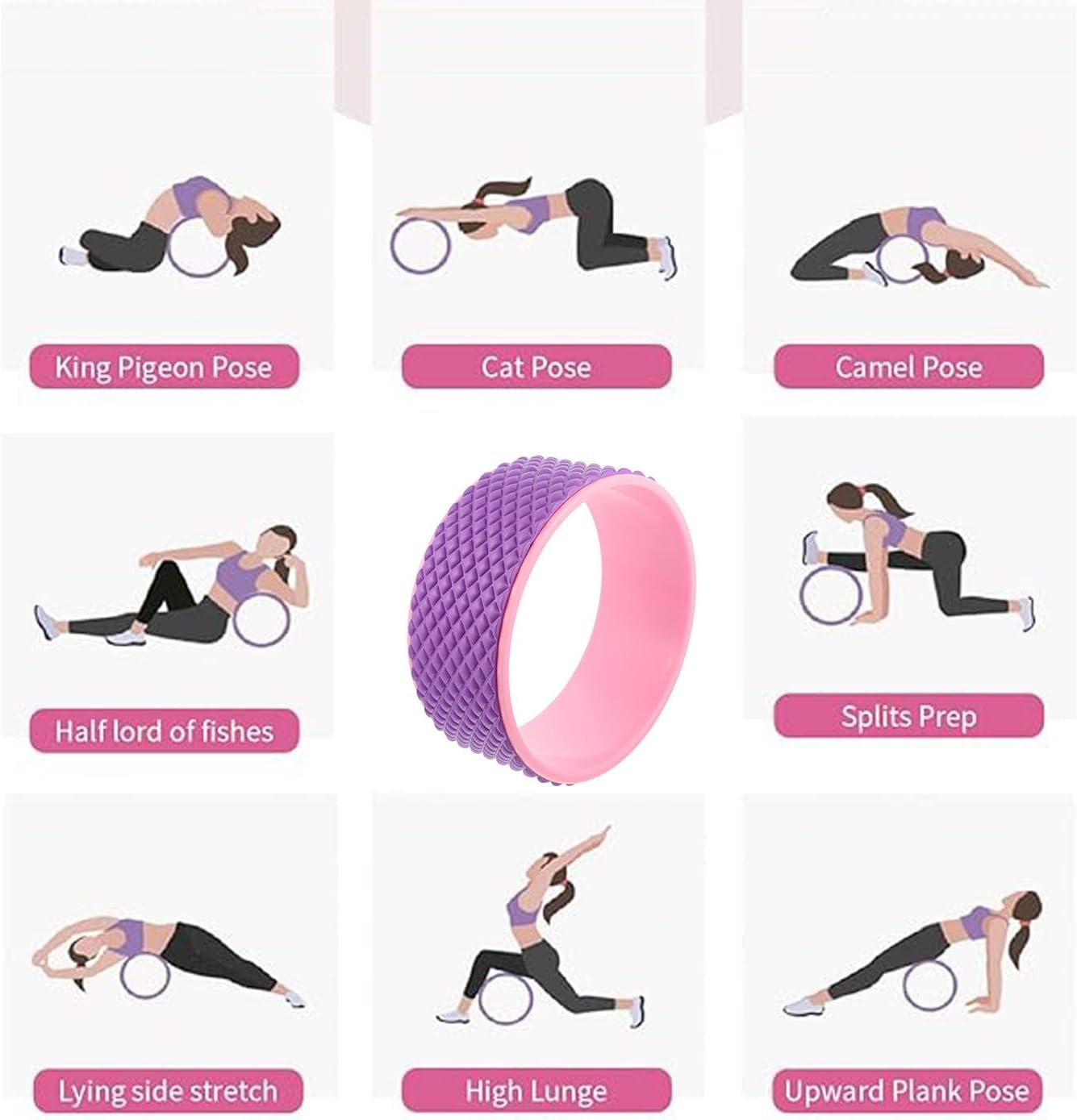 Yoga Wheel, Fitness Yoga Wheel for Stretching Yoga Prop Wheel, Comfortable Support for Yoga Poses and Backbends, Yoga Wheel Back Wheel for Back Pain, Exercise Wheel Yoga Backbend Wheel image number 3