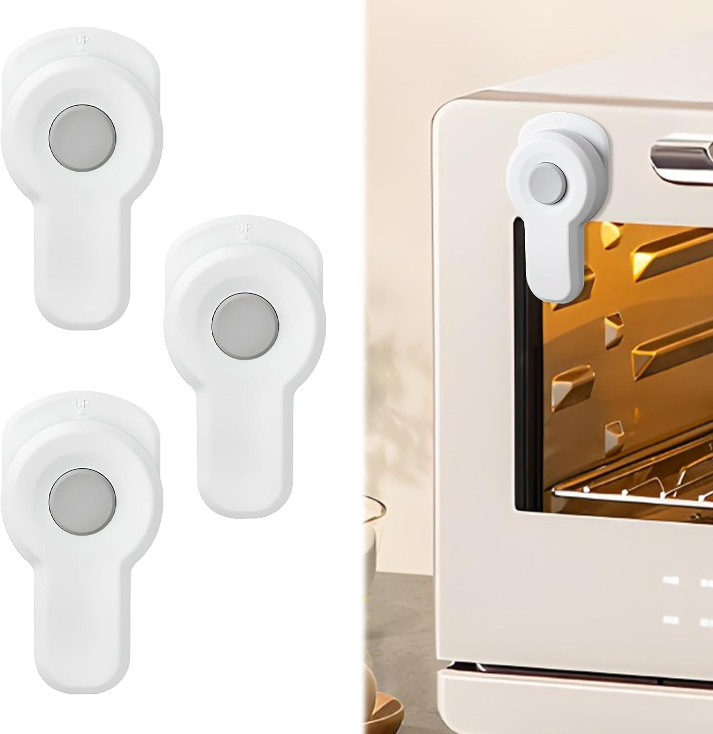3PCS Oven Lock Child Safety, Oven Baby Proofing, Oven Child Safety Lock, Oven Safety Locks for Toddlers, Baby Safety Products, Kitchen Accessories, Kitchen Must Haves (White) image number 1