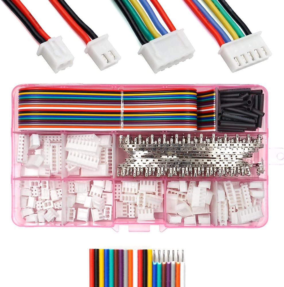 XH 2.54Mm Connectors Pin Header and Ribbon Cables Wires Kit 2/3/4/5/6/7/8 Female Pin Housing Compatible with JST-XH