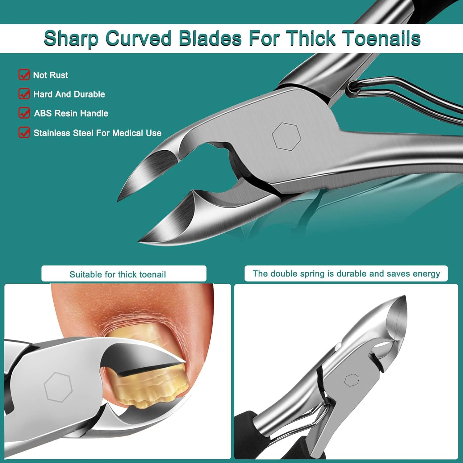 Merkaunis Toenail Clippers for Seniors Thick Toenails, Large Toe Nail Clippers Ingrown Toenail Tool Professional Heavy Duty Nail Clipper for Men Adults Seniors image number 1