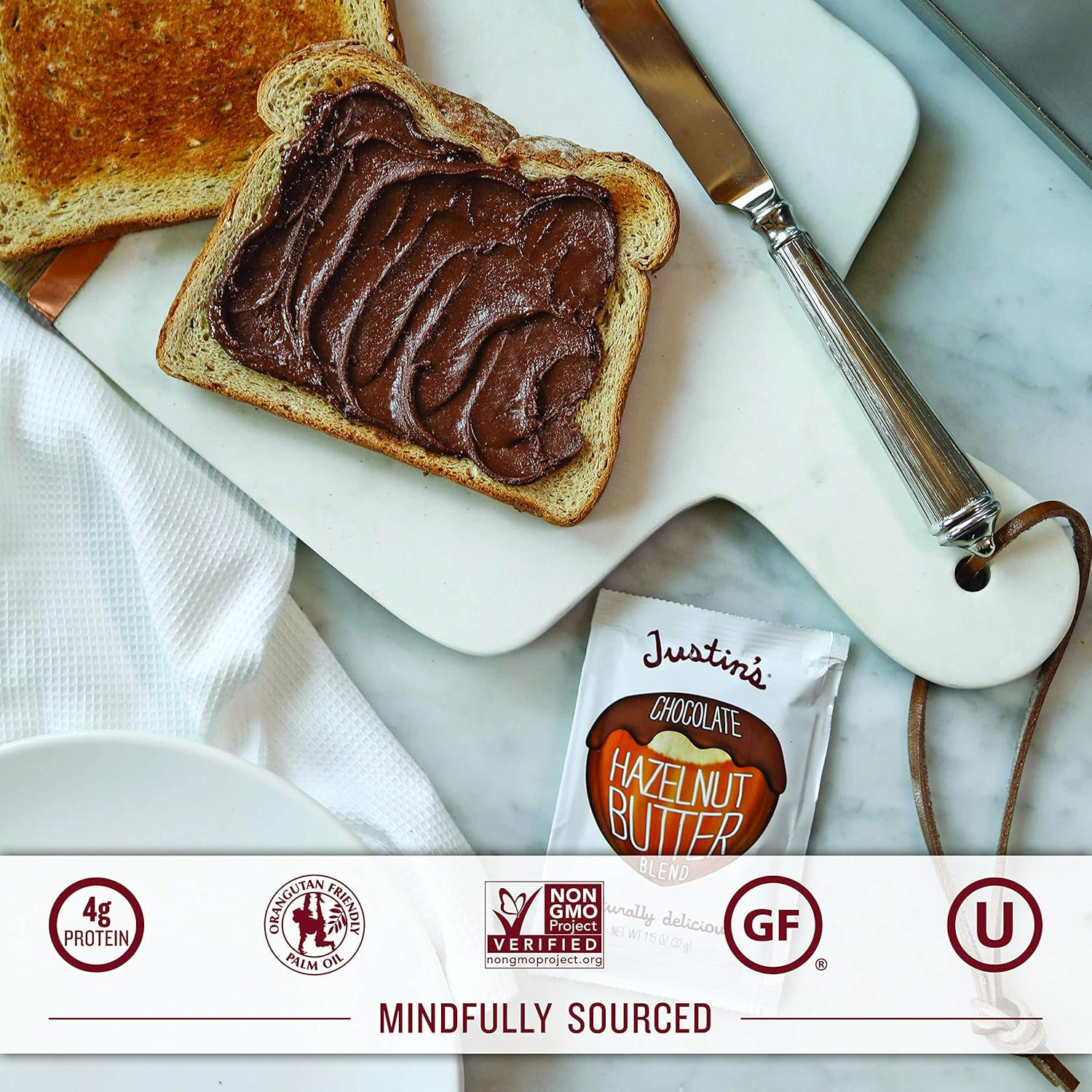 Justin'S Chocolate Hazelnut & Almond Butter Squeeze Pack, Organic Cocoa, Gluten-Free, Responsibly Sourced, Packaging May Vary, (1.15Oz Each) (Pack of 10) image number 3