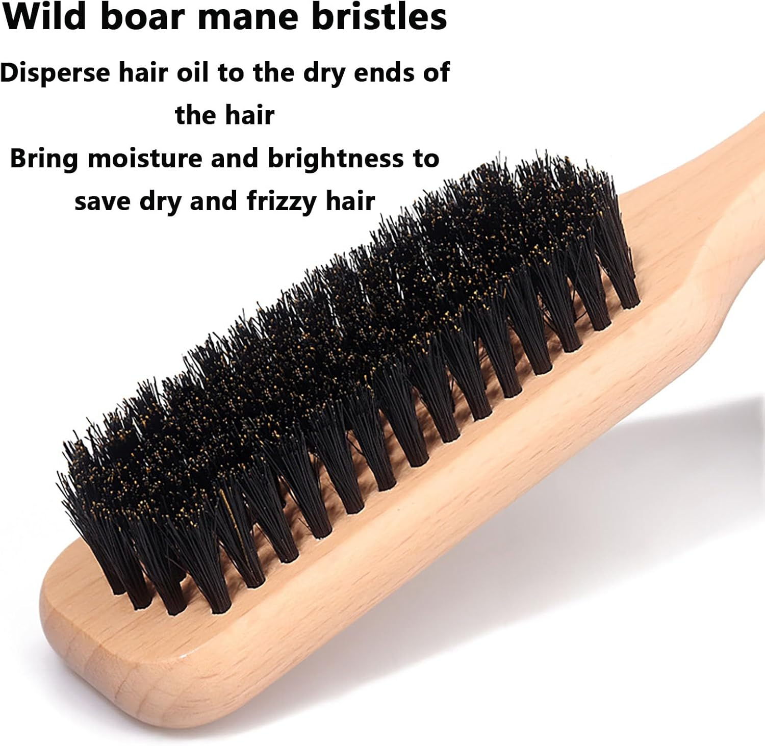 SYGELER Slick Back Hair Brush,Wild Boar Bristle Smoothing Brush for Hair & Beard, Styling Comb for Salon, Home Use, Hair Oil Distribution image number 4