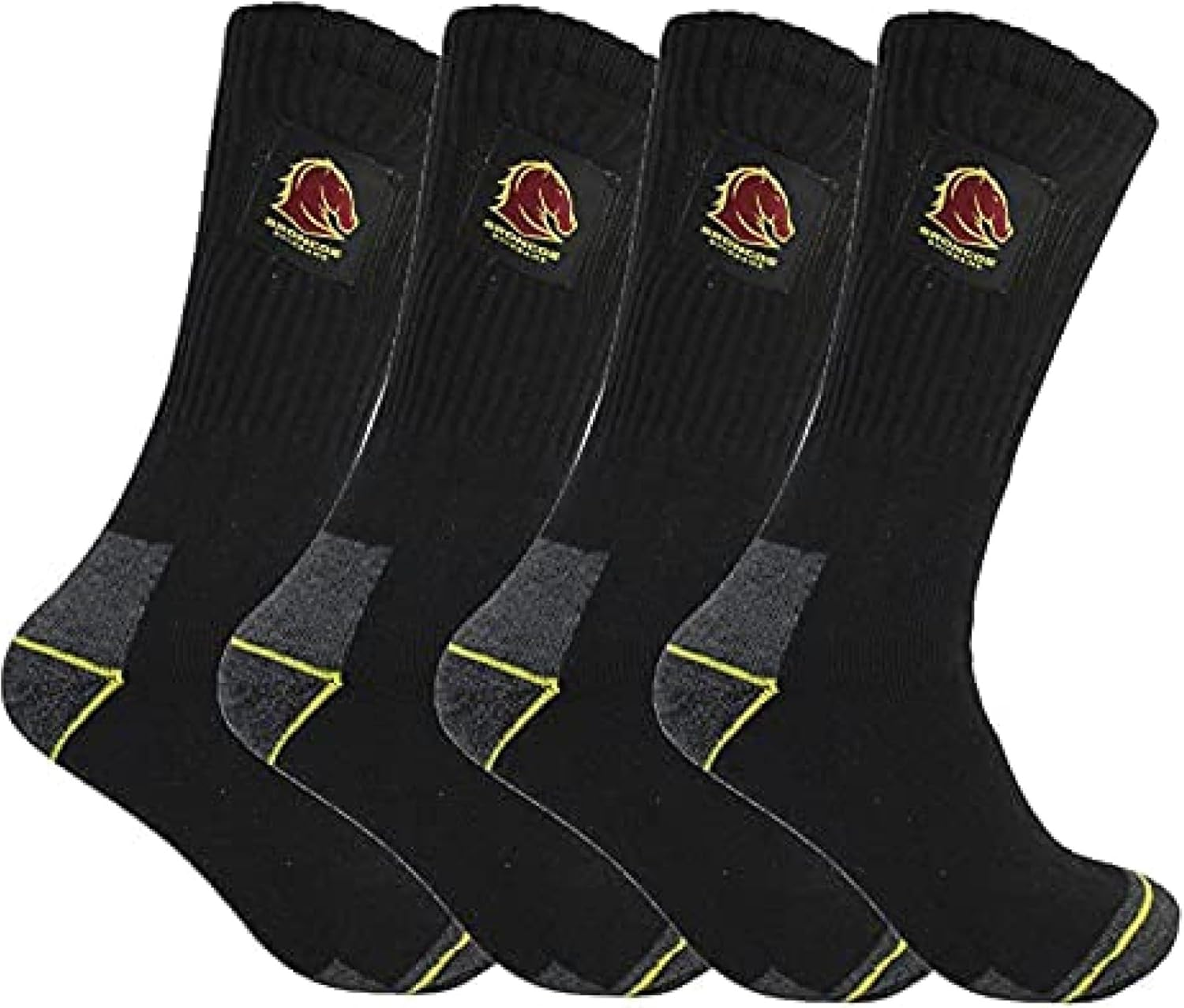 NRL Brisbane Broncos Heavy Duty Reinforced Heel and Toe Work Boot Supporter Socks 4 Pairs | National Rugby League | Men'S Sizes image number 2