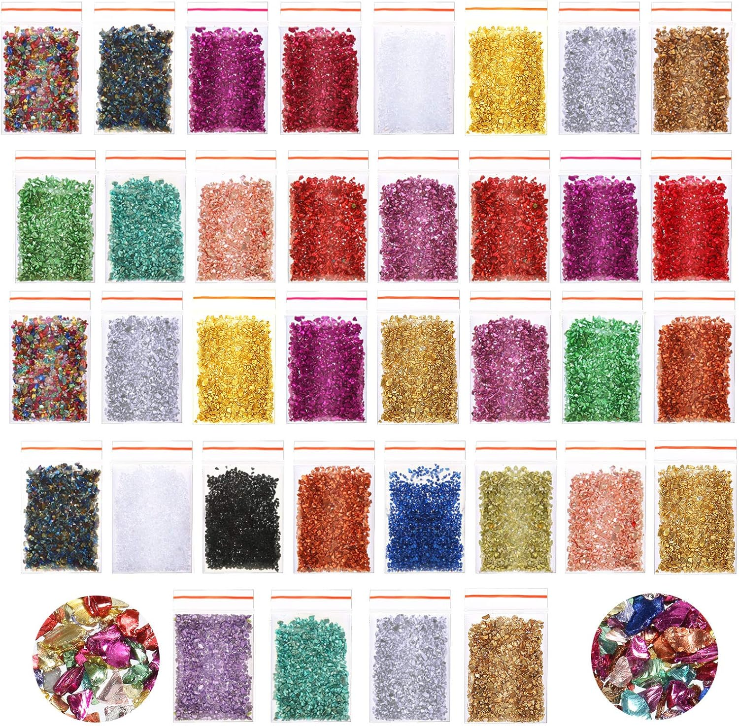 36 Pack Crushed Glass Glitter, Broken Crushed Glass Pieces for Craft Resin Nail DIY Craft Vase Filler Epoxy Resin Art Jewelry Making image number 3