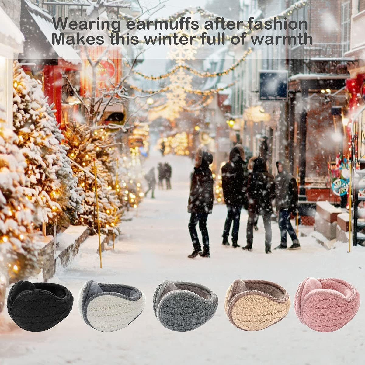 Ear Muffs for Women - Winter Earmuffs Adjustable Classic Ear Muffs Warmer Soft Warm Windproof Plush Outdoor Skiing for Women - Pink image number 2