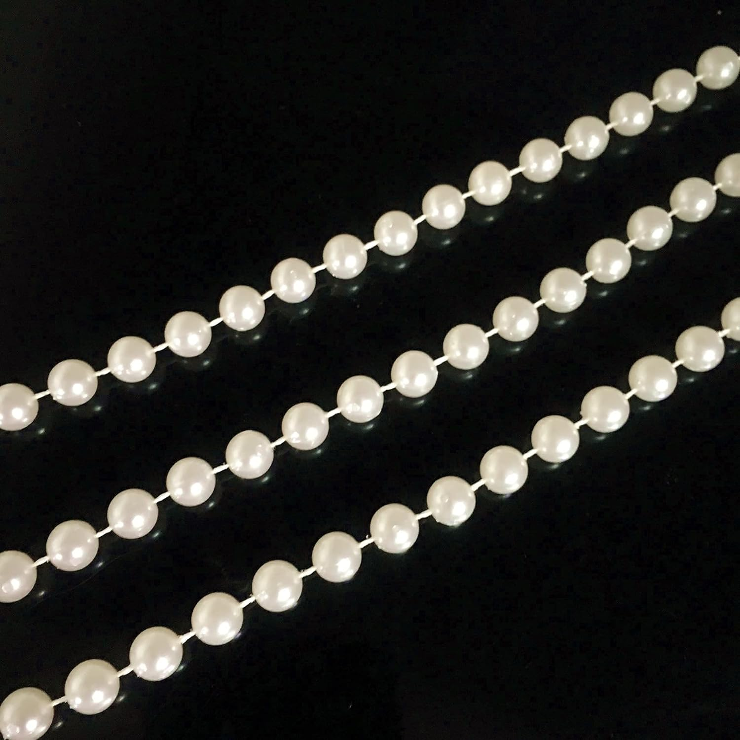 FQTANJU 33Ft Ivory Pearl Bead Garland - 8Mm round ABS Craft Beads - White image number 5