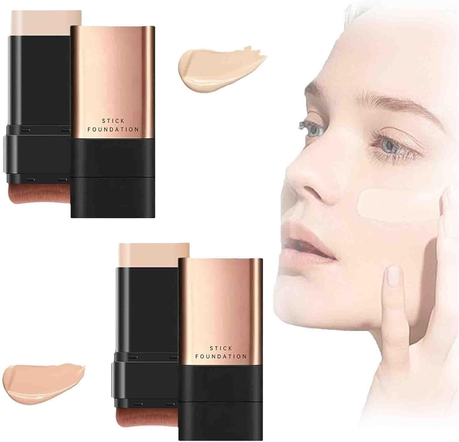 2 in 1- Luxury Anti-Wrinkle Foundation Stick, Double Head Foundation Make-Up Stick, Luxury Anti-Wrinkle Foundation Stick, Korea Flawless Eraser Foundation Stick, Foundation Stick (Mix-2Pcs)