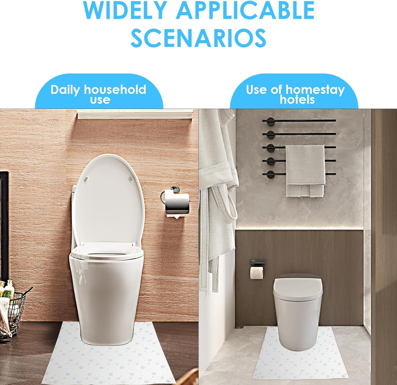 50Pcs Disposable Toilet Mats, Non Woven Fabric Toilet, Absorbent Floor Protector from Urine Disposable Floor Mat U-Shape Training Mats Commode Mats for Children Adults image number 2