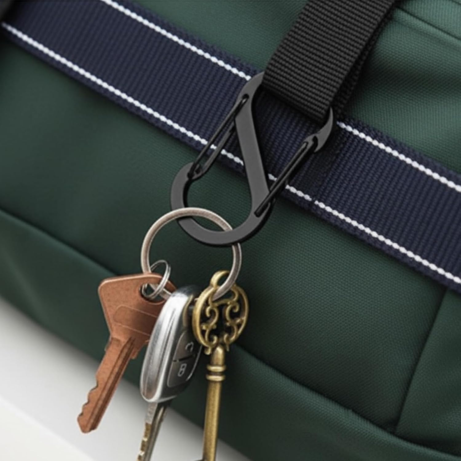 15Pcs Black Zipper Locks with Dual S-Shaped Carabiner Clips, Secure Your Bags, and Tents, Quick Clip Theft Deterrent Double Spring Buckle Hook for Camping, Outdoor Activities (Small, Medium, Large) image number 4