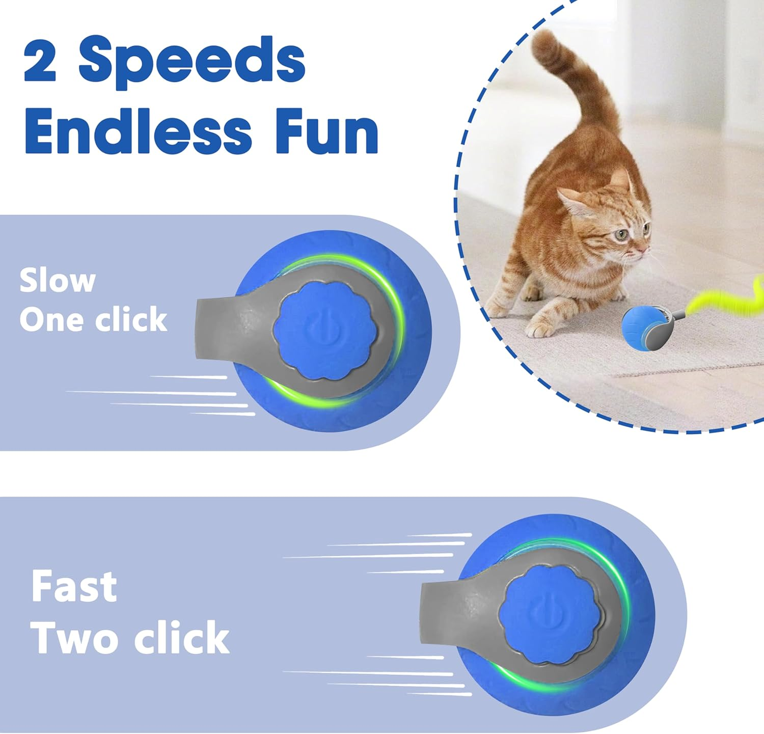 Interactive Cat Toy Ball with Tail &ndash; 2025 Upgrades Cat Toys for Indoor Cats USB-C Rechargeable, Auto Rolling, Smart Obstacle Avoidance, Self-Activating Electric Chase Toy for Bored Indoor Cats & Dogs