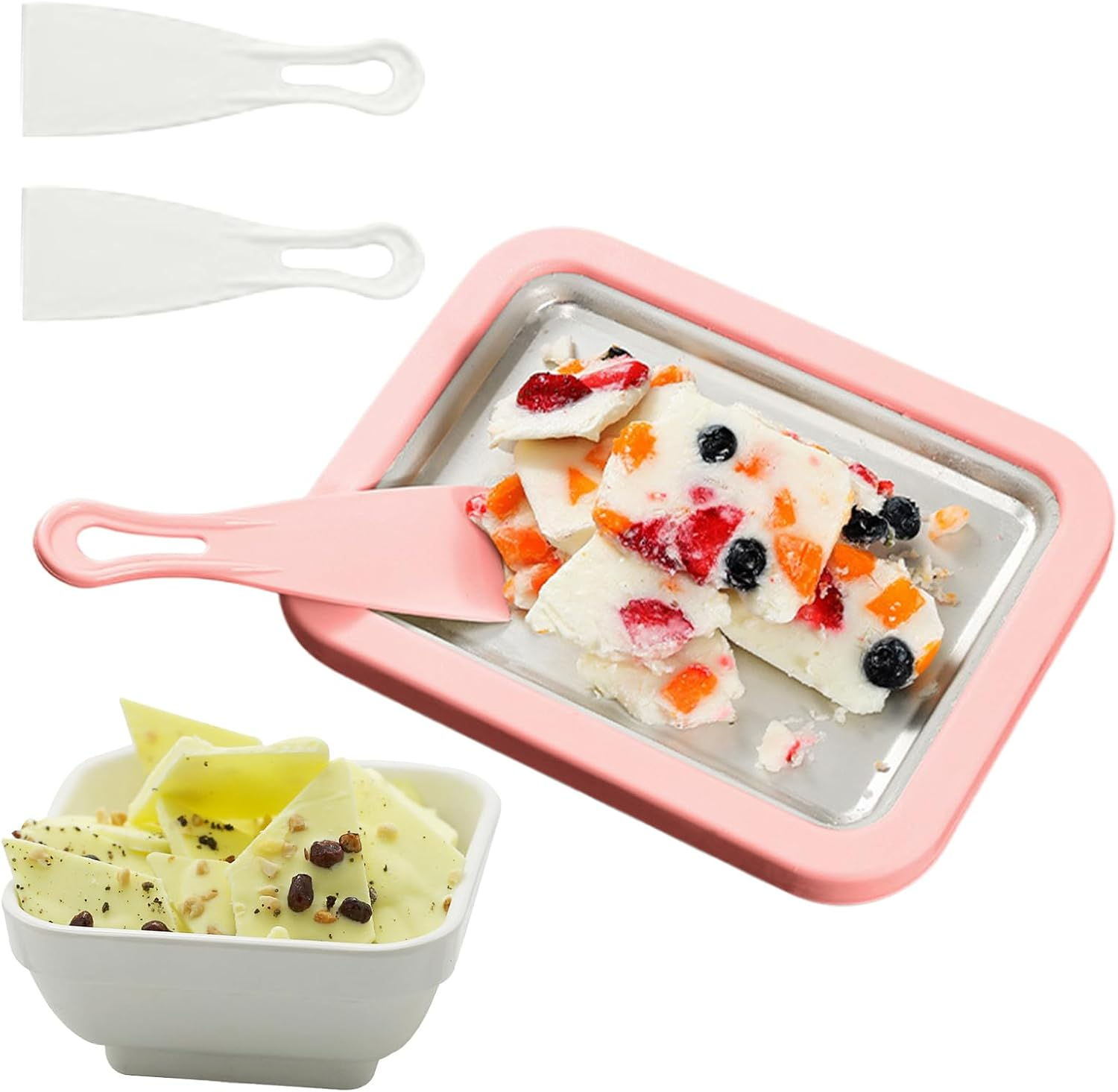 Rolled Ice Cream Machine,Homemade Yogurt Tray | Instant Cold Plate with 2 Spatulas,For Adults Home Kitchen Party Family Gathering Outdoor Holiday image number 2