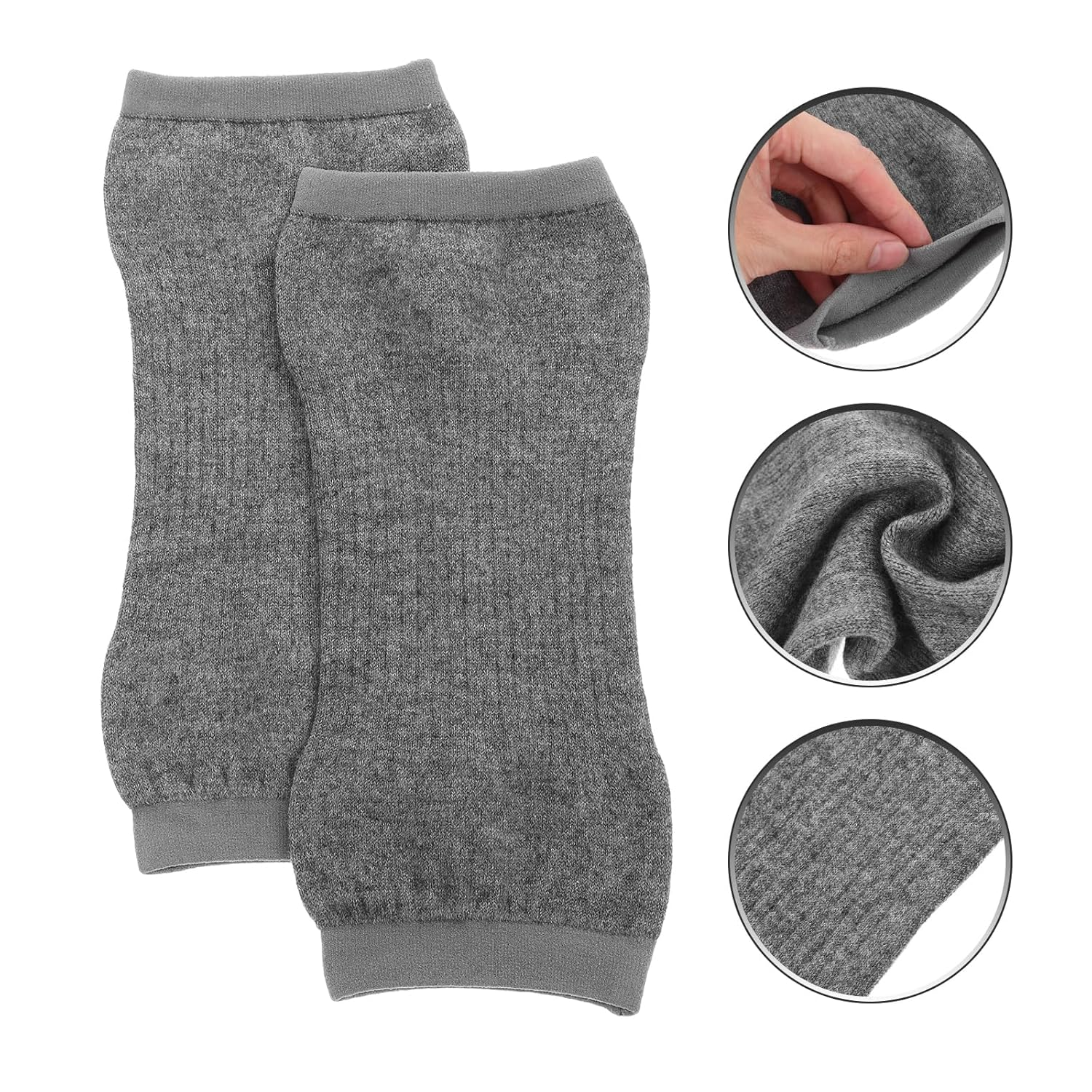 WOFASHPURET Cashmere Knee Pads, Winter Soft Thermal Knee Braces Wool Knee Sleeves Cycling Ski Running Knee Warmers Knee Compression Leg Sleeves for Men Women, Grey image number 6