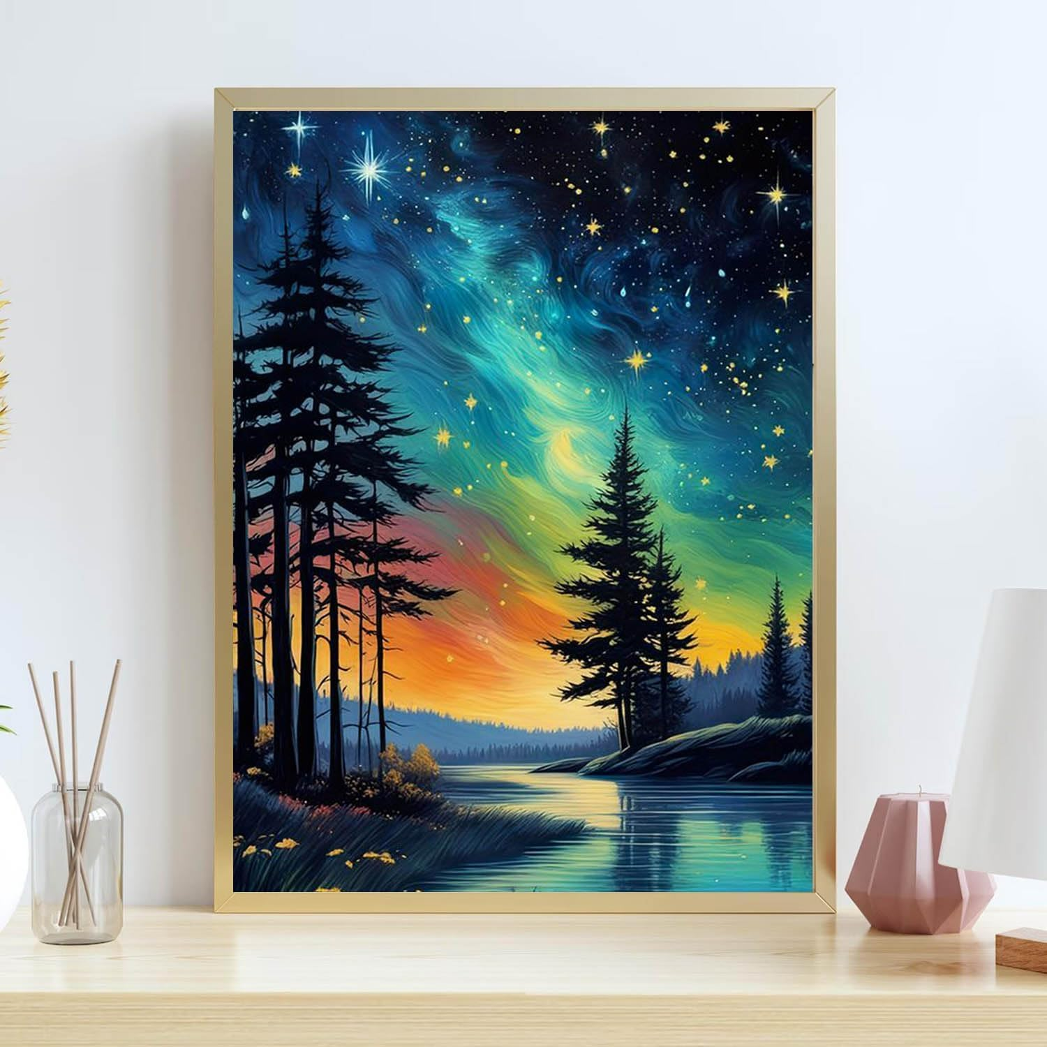 Diamond Painting Kits for Adults, Starry Sky Full Drill round Diamond Art Diamond Dots Suitable Home Wall Decor Gem Art 12X16Inch image number 6