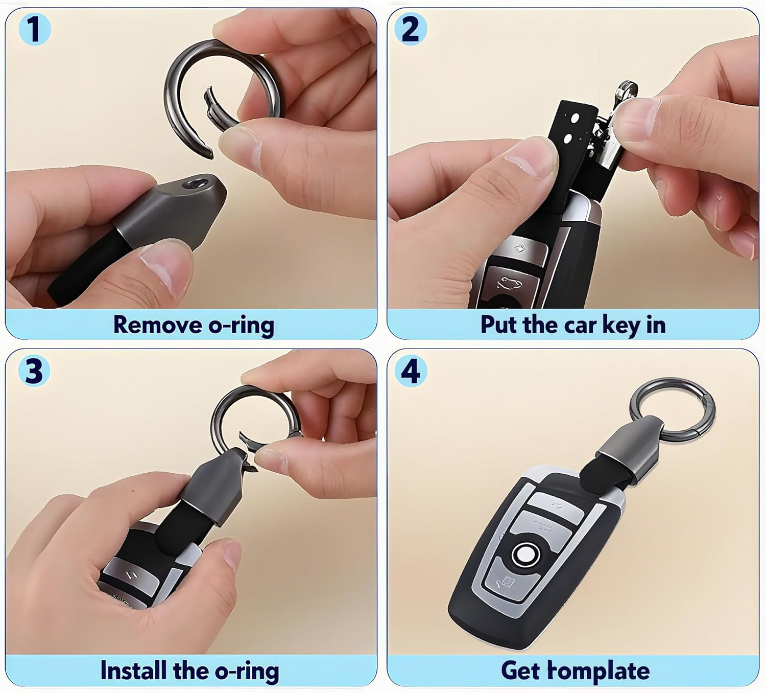 Leather Car Key Chain Clip with Zinc Alloy Buckle and Keyrings - Multifunctional Key Fob Holder for Men and Women. image number 2