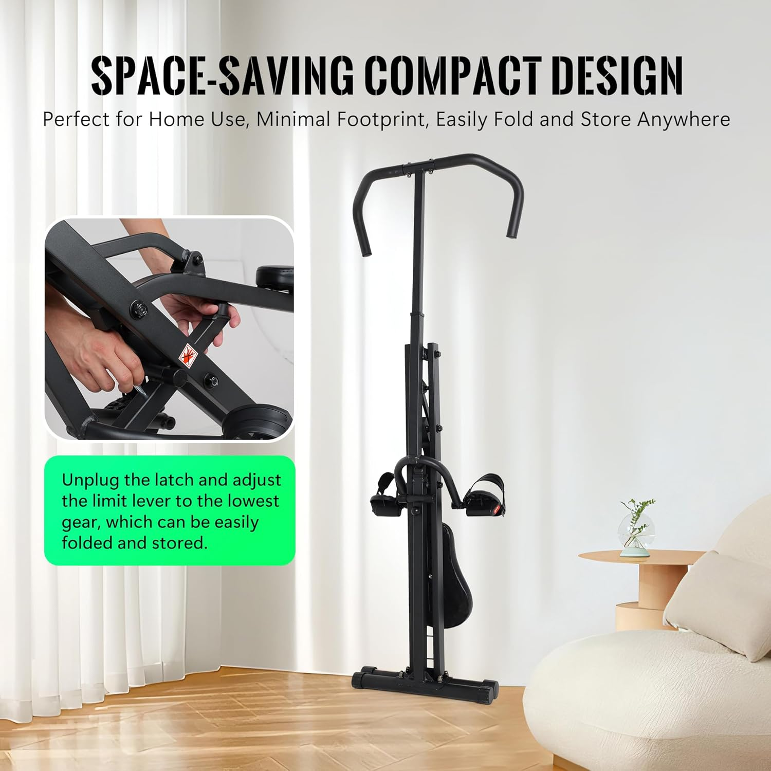 Leikefitness Squat Machine for Leg, Black Fitness Machine for Botty Glutes Butt Thighs Squat Assist Trainer 2 in 1 Ride & Rowing Machine for Home image number 1