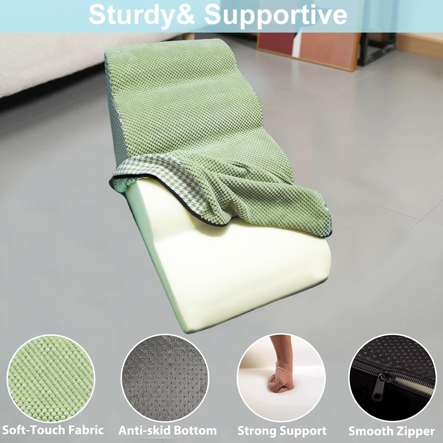 Kopmath Dog Stairs for Beds and Couches, 4-Tiers Dog Steps, Sturdy and Stable, Strong-Support High Density Foam, Protect Pets Joints, Non-Slip Bottom Design,18.1" H image number 2