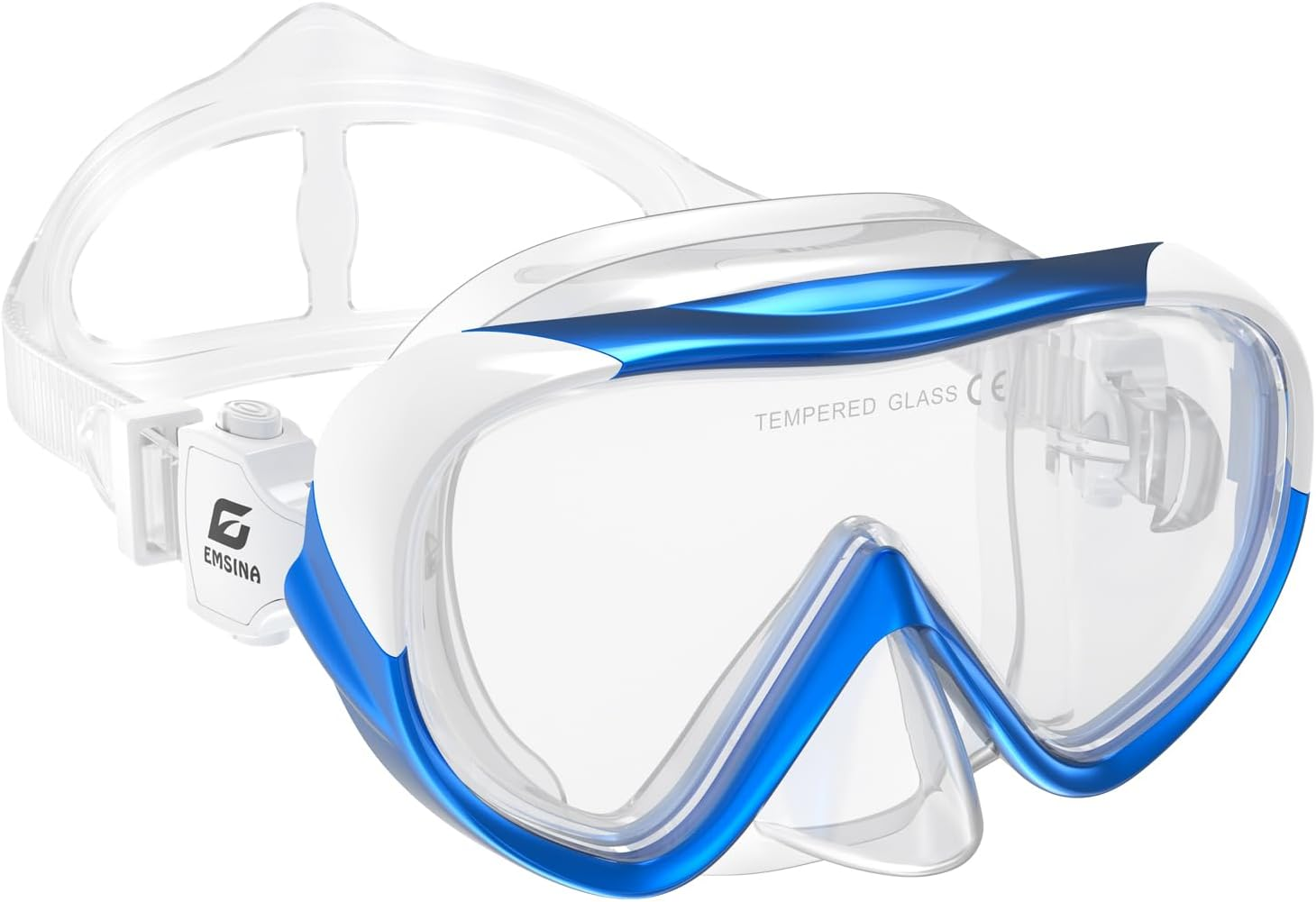 EMSINA Kids Diving Mask 180&deg; Panoramic Swim Mask Anti-Fog Child Swim Goggles Tempered Glass Swimming Goggles with Nose Cover for 4-16 Kids, Youth