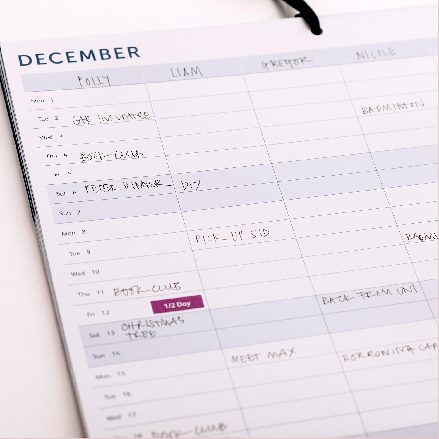 Busy B Large Family Wall Calendar 2025 &ndash; Pink Spray Design with 5 Columns & Storage Pockets - Monthly 2025 Calendar for Busy Families with Colour-Coded Stickers - 30.5 X 30.5Cm image number 5