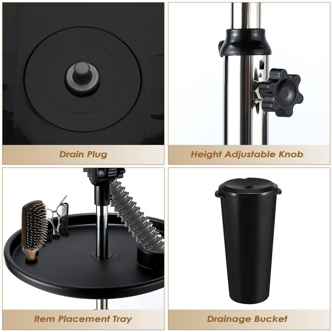 AUSWAY 10L Large Barber Salon Basin Portable Shampoo Hairdressing Hair Wash Bowl Adjustable Height and Tilt image number 6