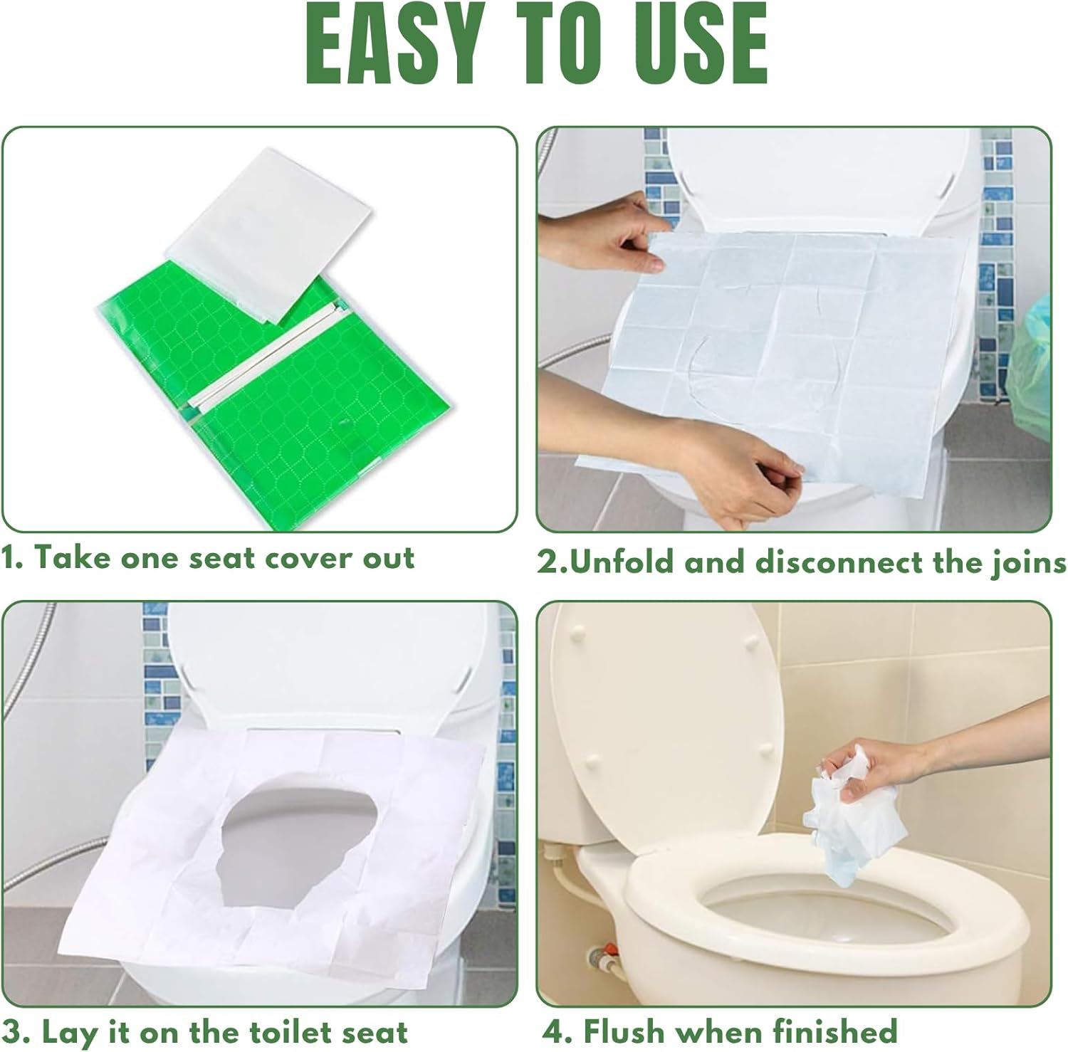 Toilet Seat Cover - Portable Toilet Seat Paper Covers, JOMWEN Disposable Flushable for Bathroom Travel Camping Hotel Essentials,Sticker Free, 5 Pack of 50 image number 5