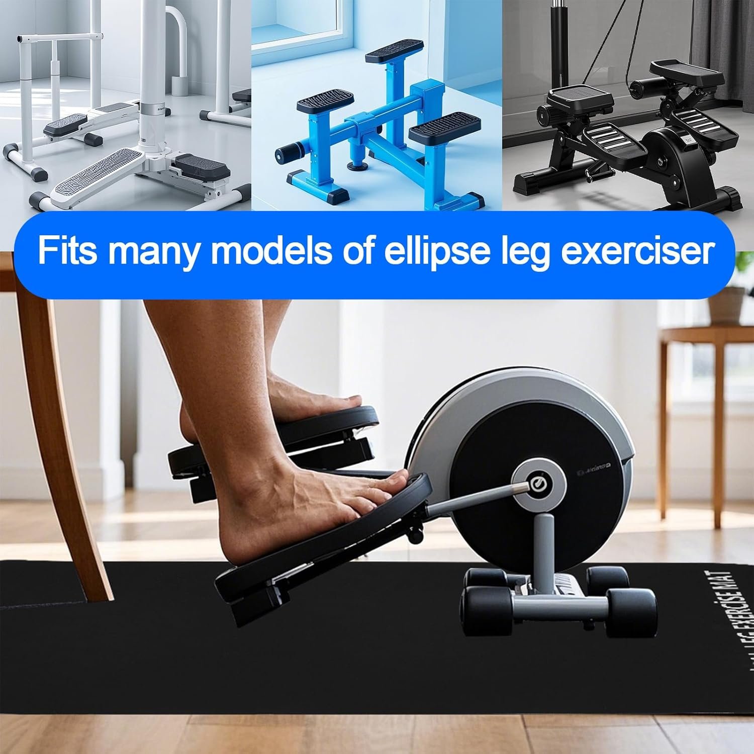 Gosknor Ellipse Leg Trainer Mat, 60 X 40 Cm, Non-Slip Training Mat for Elliptical Trainer, under the Desk, Training Equipment Mats for Home or Office Use, Stability and Floor Protection image number 5
