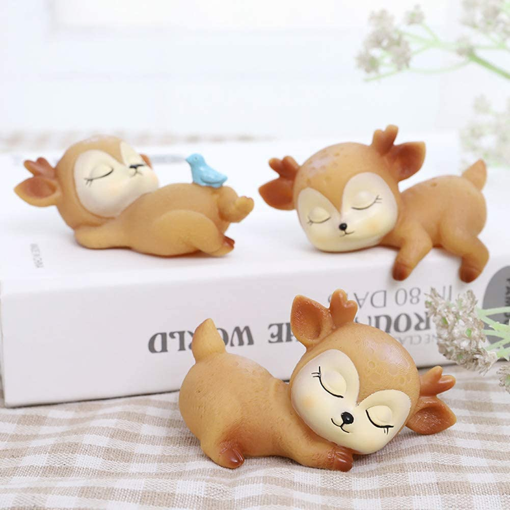 Doyifun Pack of 6 Lovely Fawn Doe Figurines Playset Toys, Cute Deer Cake Toppers Figure Baby Shower Birthday Wedding Party Decor image number 1