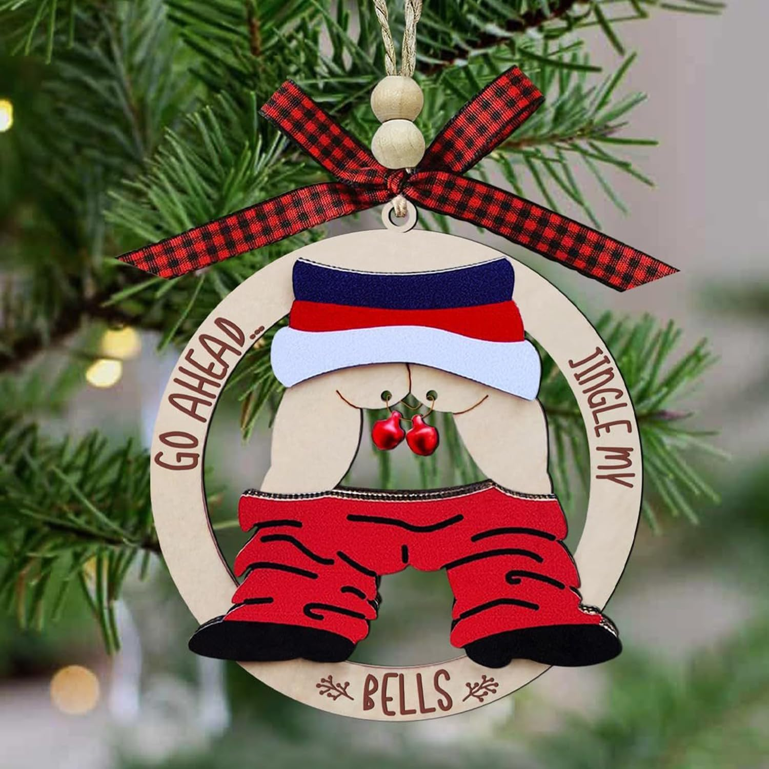 Jingle Bell Christmas Tree Ornaments, Wooden, Unique Stocking Stuffer Gift and Christmas Decorations for Trick,Laughting (1) image number 4