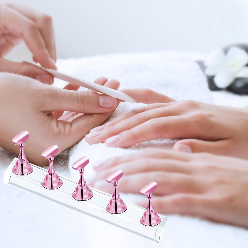 2 Sets Magnetic Nail Tips Holder, Acrylic Nail Stand, Acrylic Nail Art Practice Stand, Nail Practice Stand with Adhesive Clay for DIY Nail Art Stand, False Nail Tip, Manicure Tool image number 4