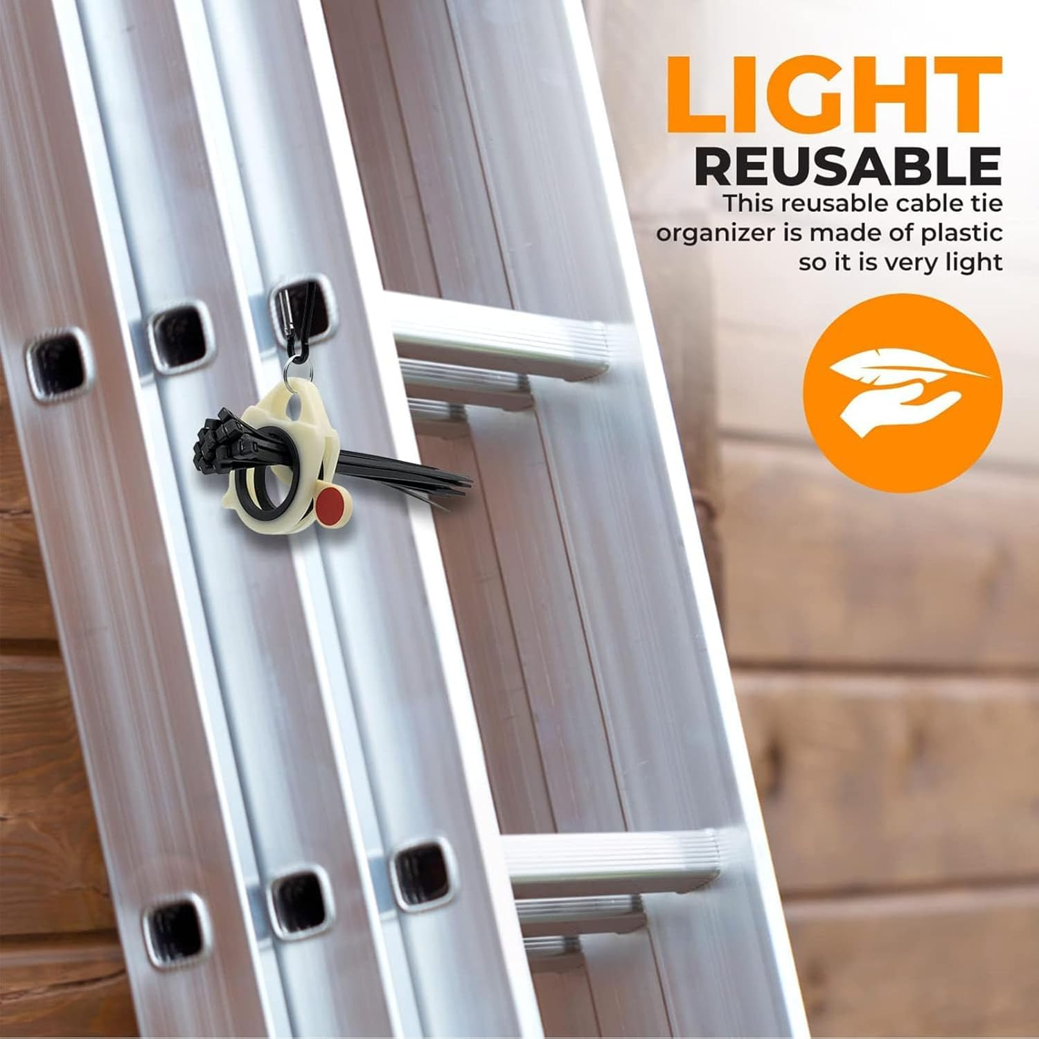 2 Pack Zip Tie Organizers, Portable Lightweight Cable Tie Holder, Reusable Plastic Cable Tie Storager, Safe Convenient Electrician Tool Home Gardening Outdoor(White) image number 4