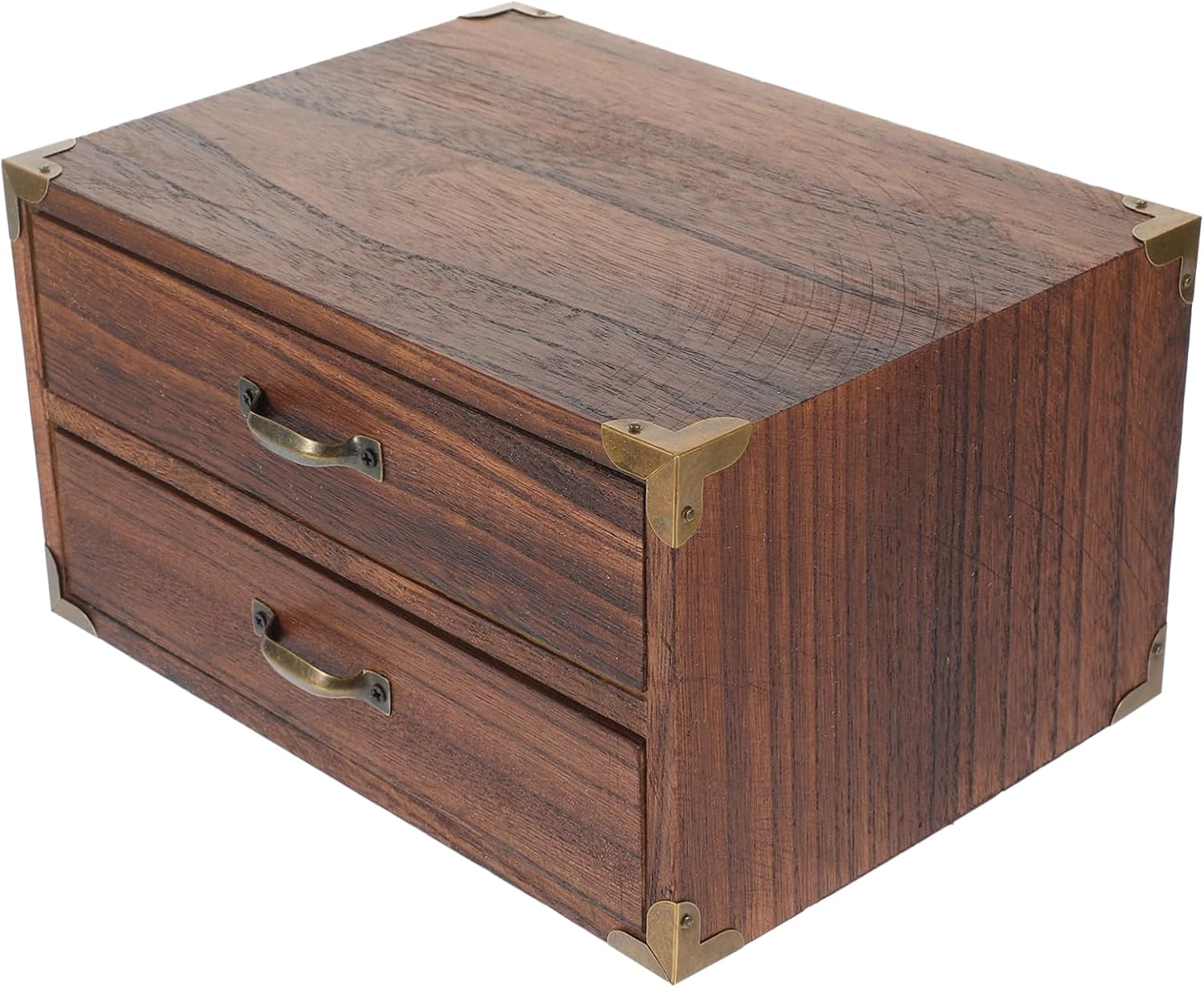 Wooden Drawer Storage Cabinet Two Drawers Desktop Organizer for Stationery Makeup Bedroom Storage Tabletop Style Holder image number 6