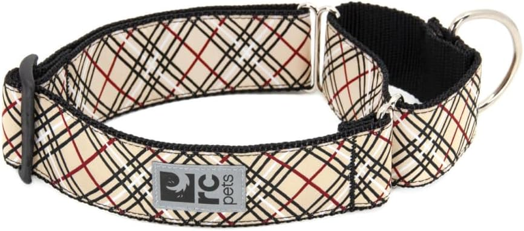 RC Pet Products 1-1/2-Inch All Webbing Martingale Dog Collar, Medium 12 to 20-Inch, Tan Tartan