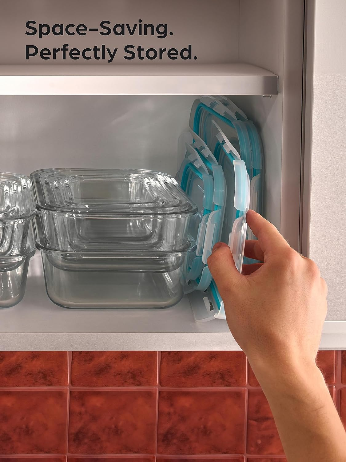 Praknu Glass Container with Lid, 1000 Ml, Set of 4, Food Storage Containers, Stackable and Airtight, Bpa-Free, Dishwasher Safe, Freezer and Microwave Safe image number 5