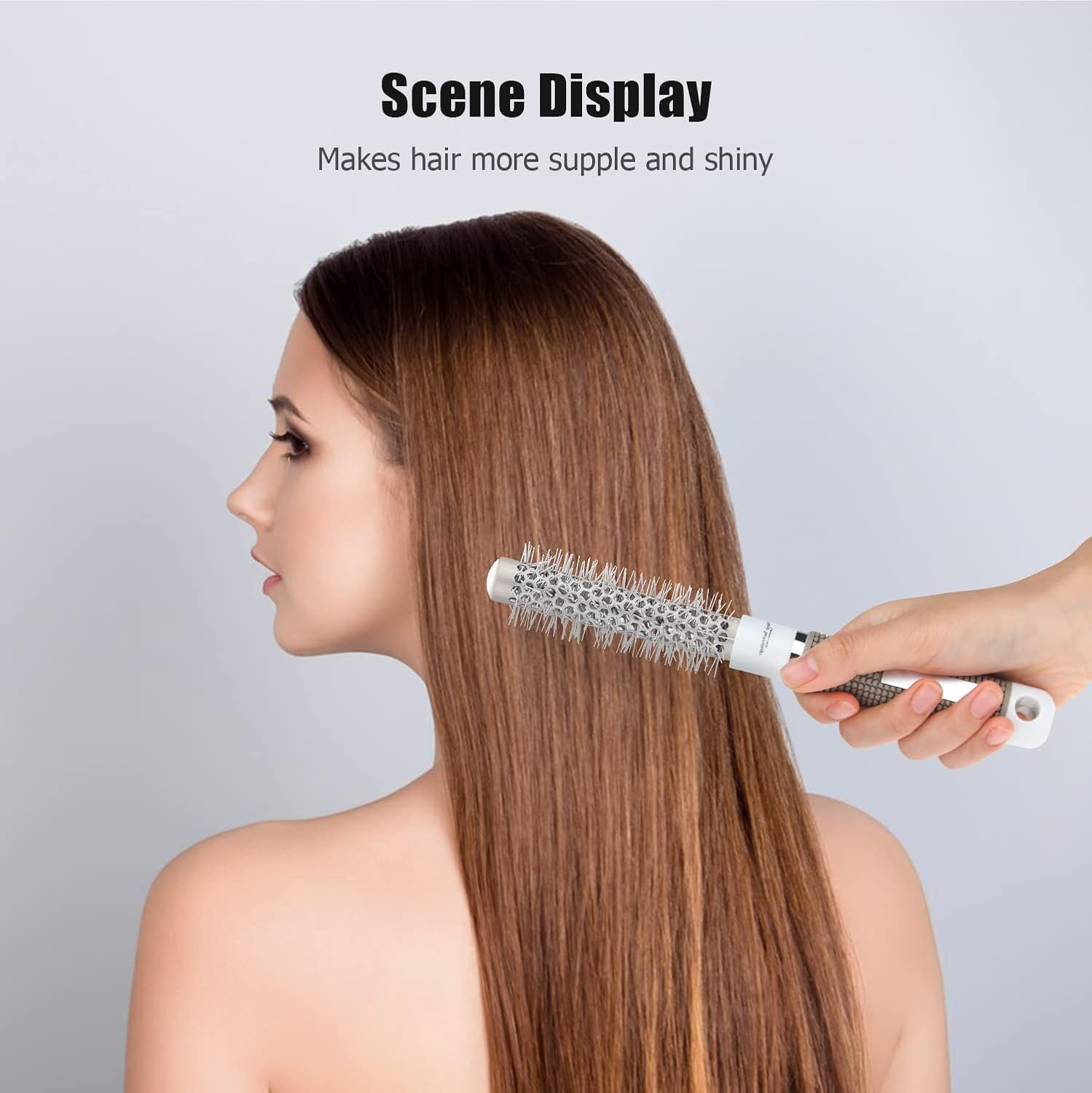 Small Hair round Brush, 0.75Inch Nano Technology Thermal Ceramic and Ionic round Barrel Hair Brush for Blow Drying, Styling, Curling, Adding Hair Volume image number 2