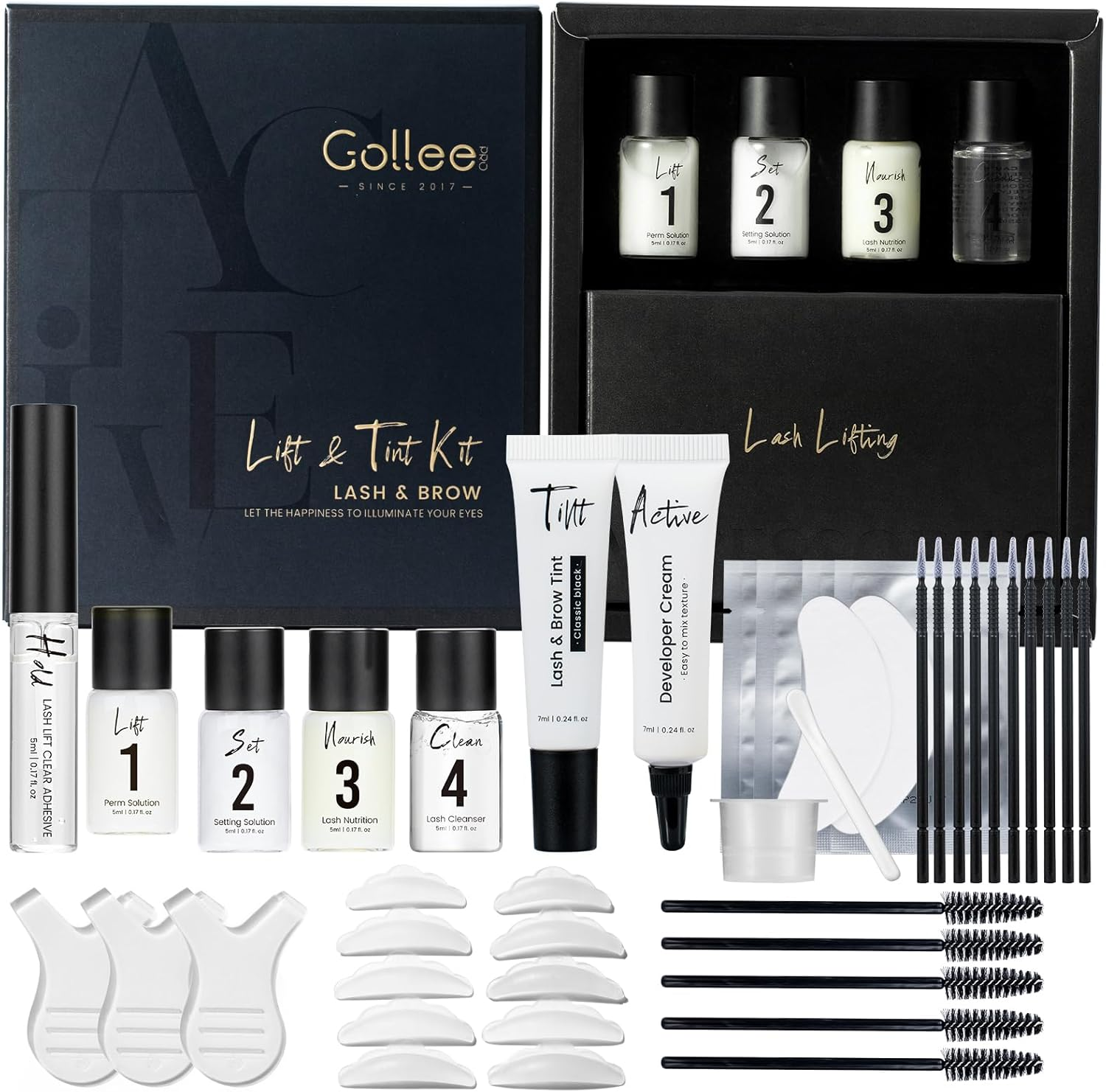 Gollee 4 in 1 Lash Lift and Brow Lamination Kit Black Eyelash & Eyebrow Set Professional Eyelash Perm Kit with Detail Instruction and Complete Tools Easy for Beginner Achieve Salon-Quality at Home image number 4