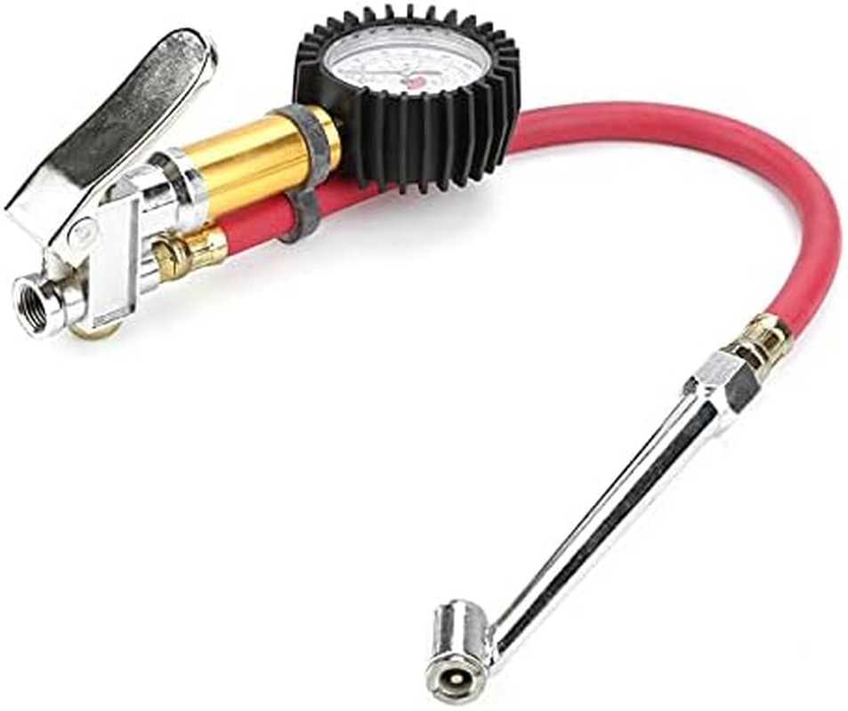 Viagasafamido Air Inflation Inflator Pump Gun 1/4 Inch Interface 10-220Psi Air Compressor Attachments Tire Inflator Nozzle with Tire Tyre Pressure Dial Meter for Bike Motorcycle Automobile image number 1