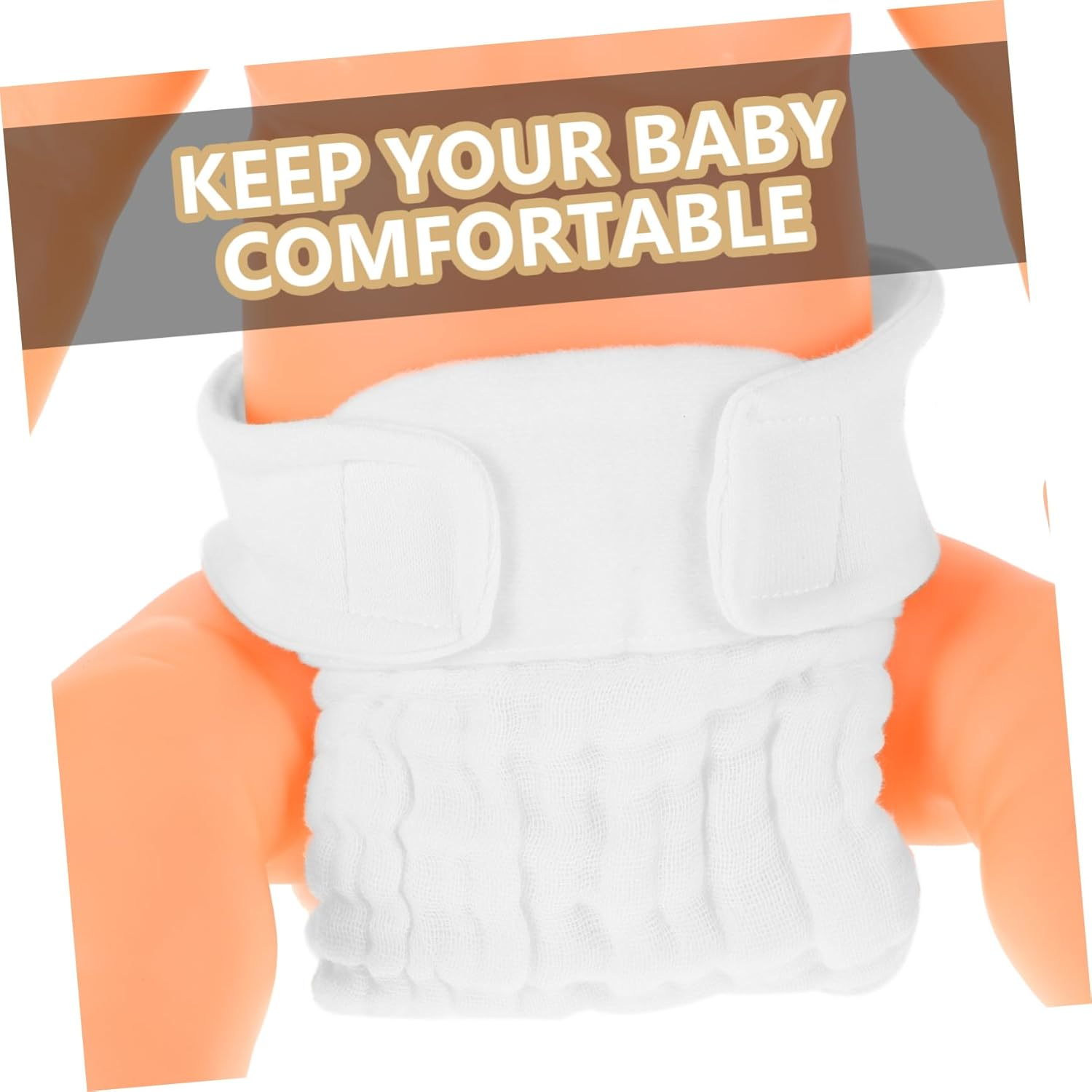 3Pcs Soft Cotton Cloth Diapers for Newborns Reusable Washable Diaper Pants for Boys and Girls High Absorbency Leakproof Design White Cotton image number 3