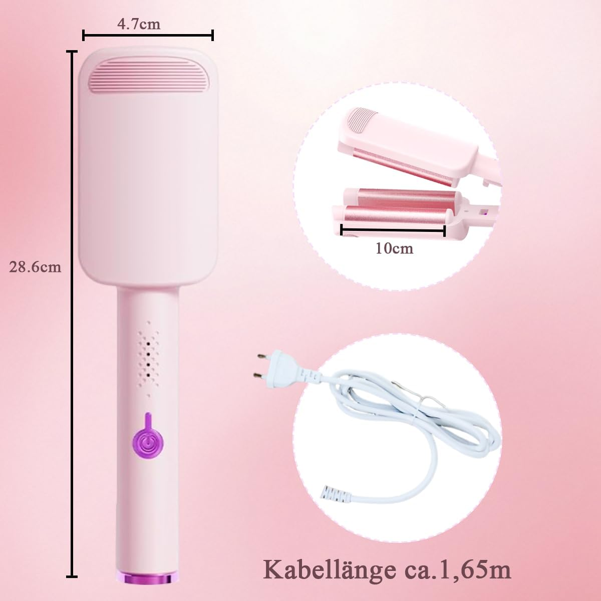 32 Mm Wave Iron for Hair, Curling Iron, Large Curls, Beach Waves Curling Iron, Decorative Home, Waves Curling Irons, Adjustable Temperature (160 &deg;C - 220 &deg;C), Birthday Gifts for Girls image number 4