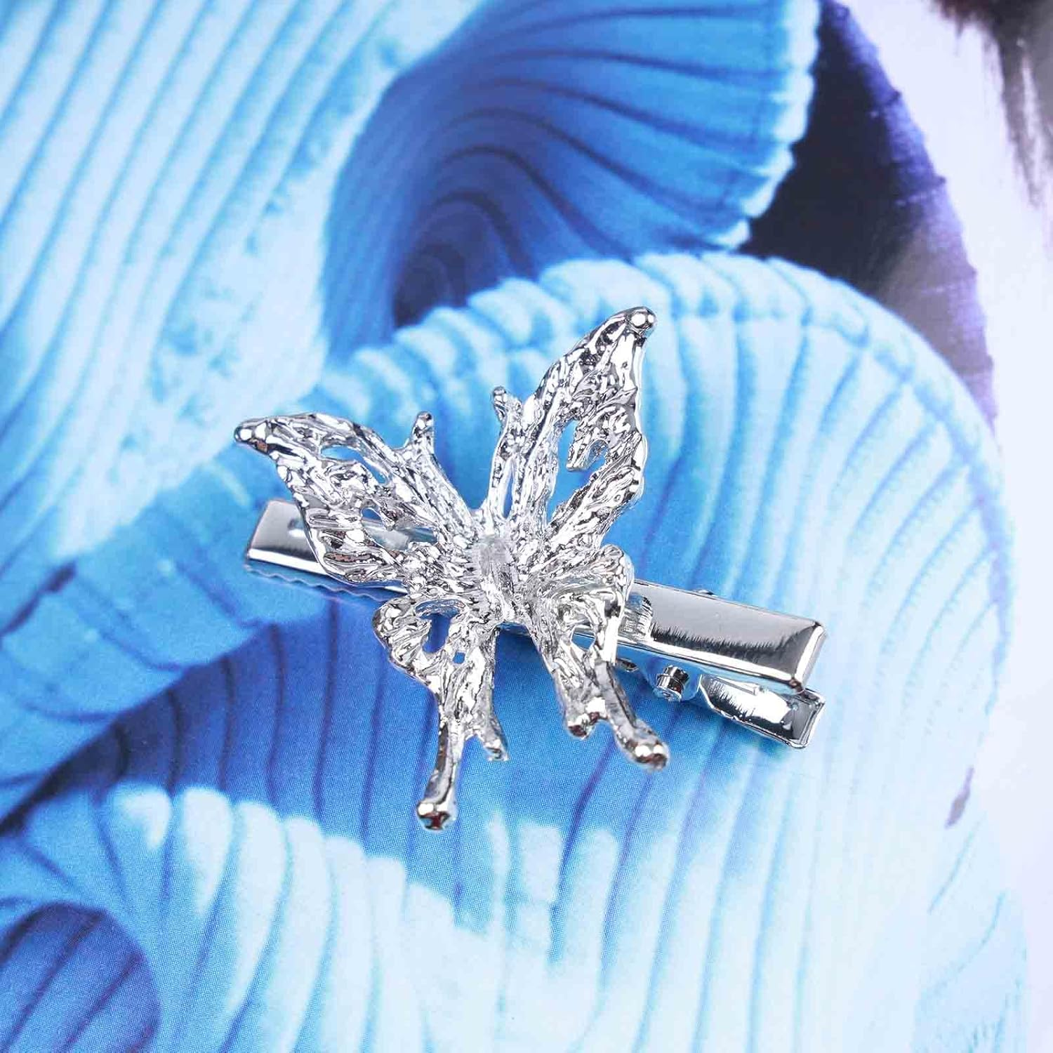 Yheakne Boho Butterfly Hair Clip Emerald Butterfly Hair Clip Silver Clip Butterfly Hair Clip Headpiece Decorative Hair Accessories for Women and Girls Headwear (Without Crystal) image number 1