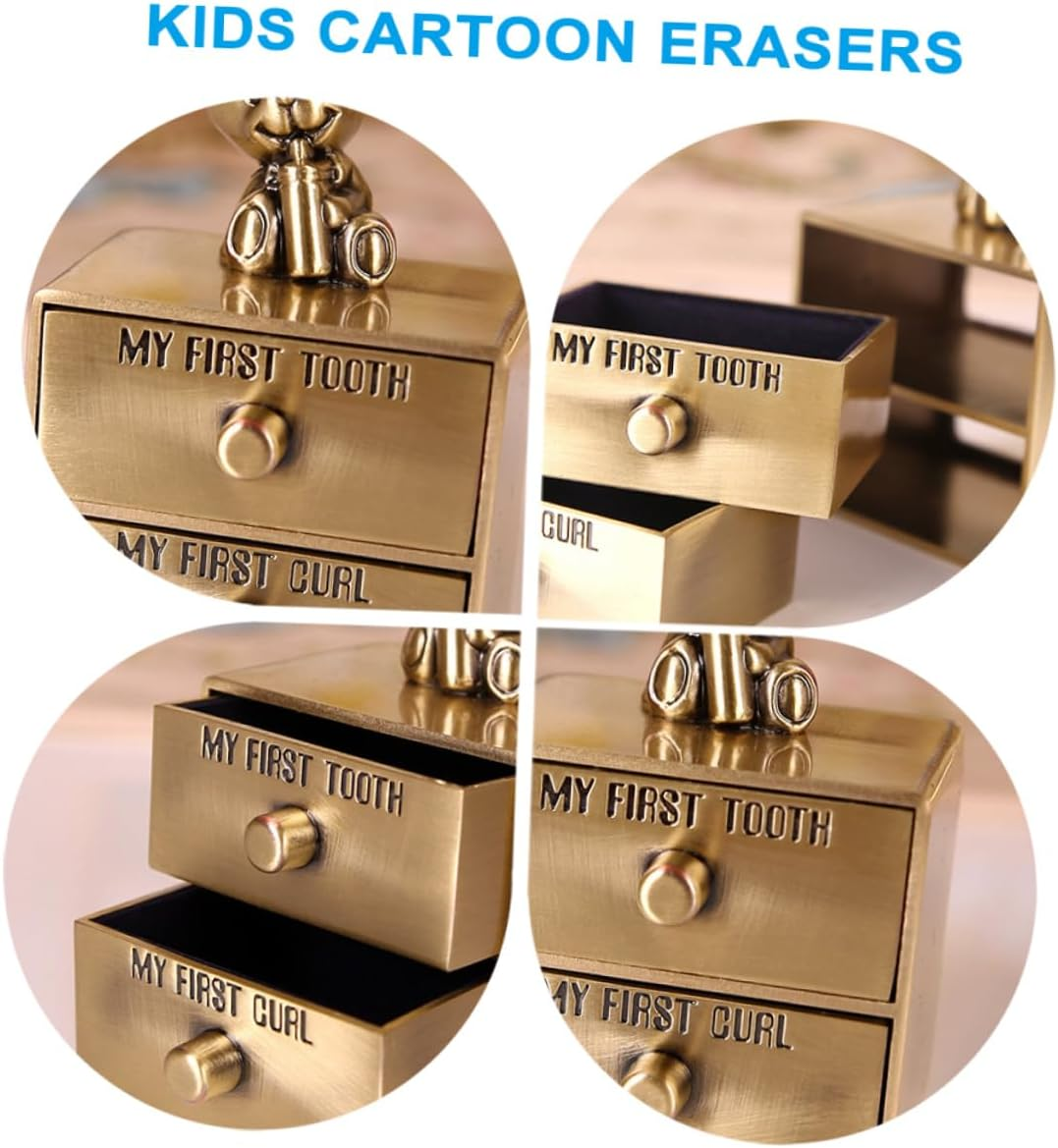 Keepsake Organizer Box Tooth Keepsake Box for Boys and Girls Animals Patterns Zinc Alloy Material Safe image number 3