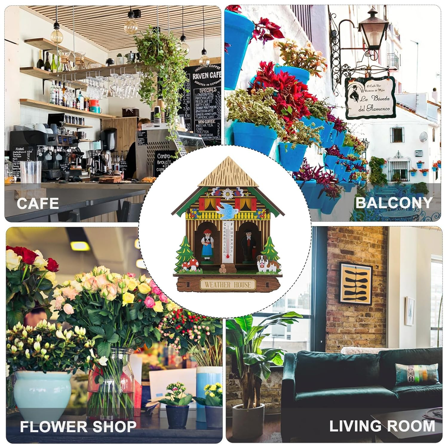 Wall Hanging Barometer Hygrothermograph Household Weather Station Practical Analog Temperature Humidity Monitor for Indoor Home Decor Random Color image number 5